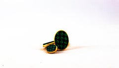 Art Deco Style Malachite Yellow Gold Handcrafted Cufflinks