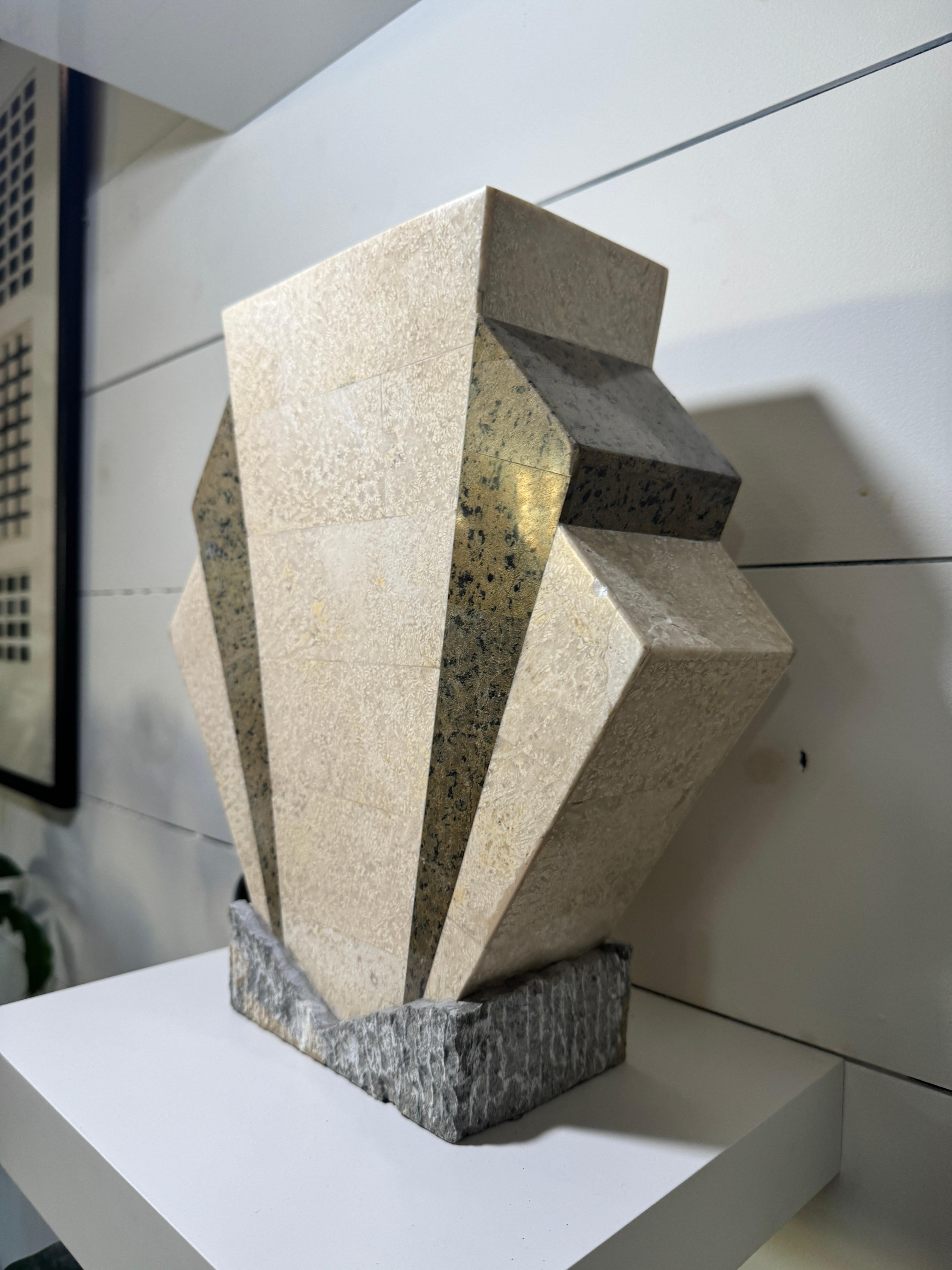 Art Deco Style Marble and Granite Vase with Removable Top For Sale 1