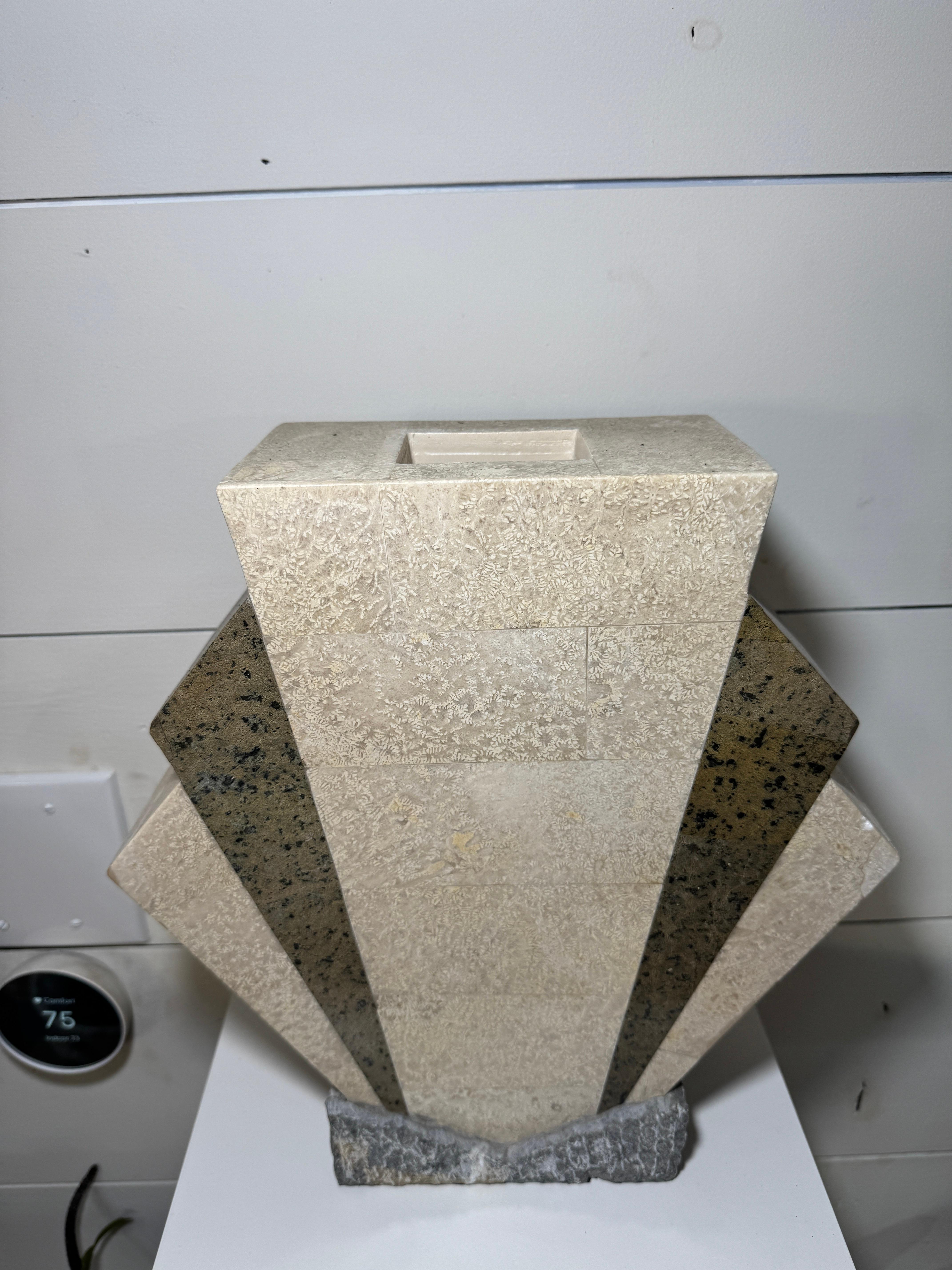 Art Deco Style Marble and Granite Vase with Removable Top For Sale 2
