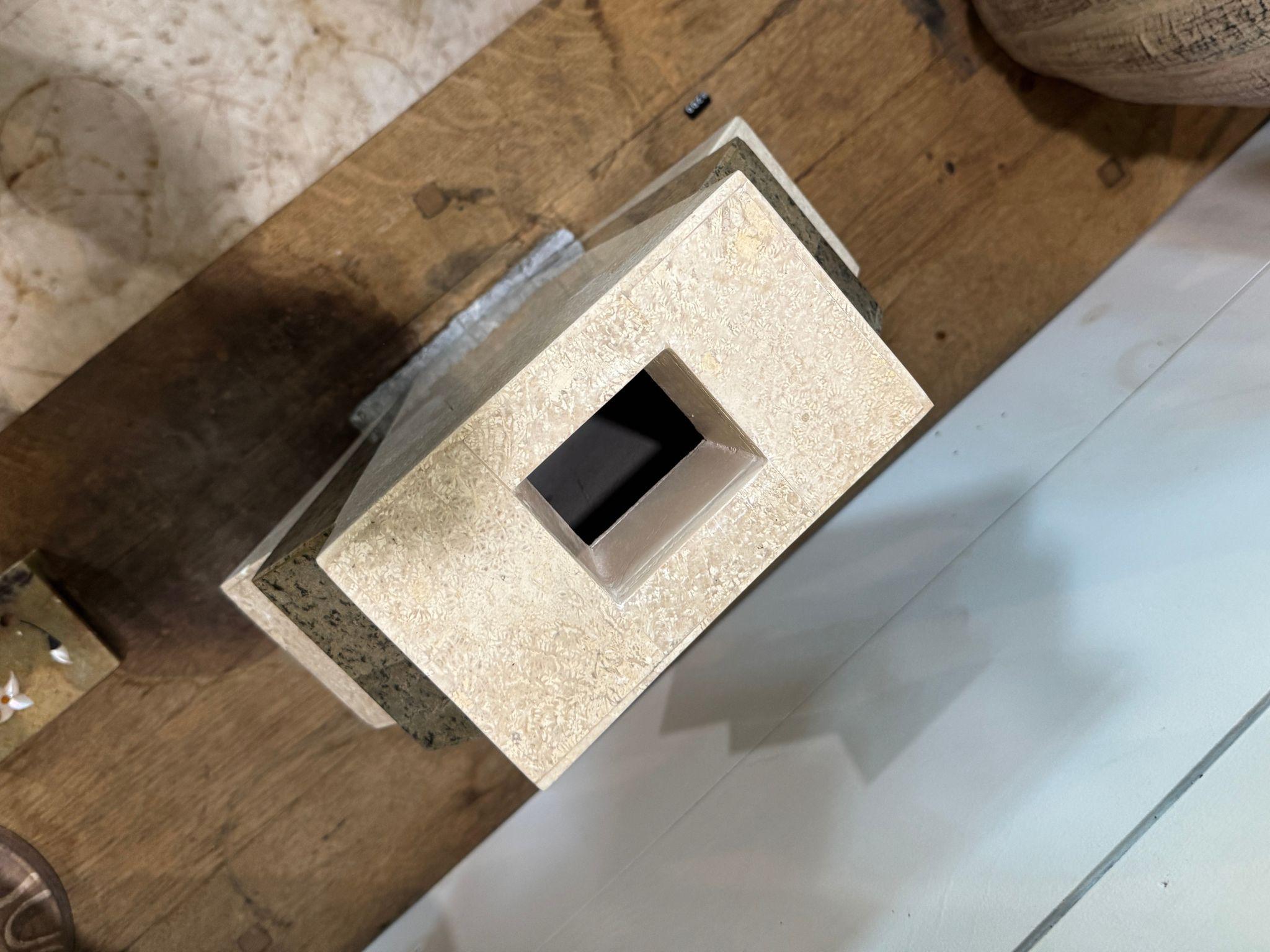Art Deco Style Marble and Granite Vase with Removable Top For Sale 3