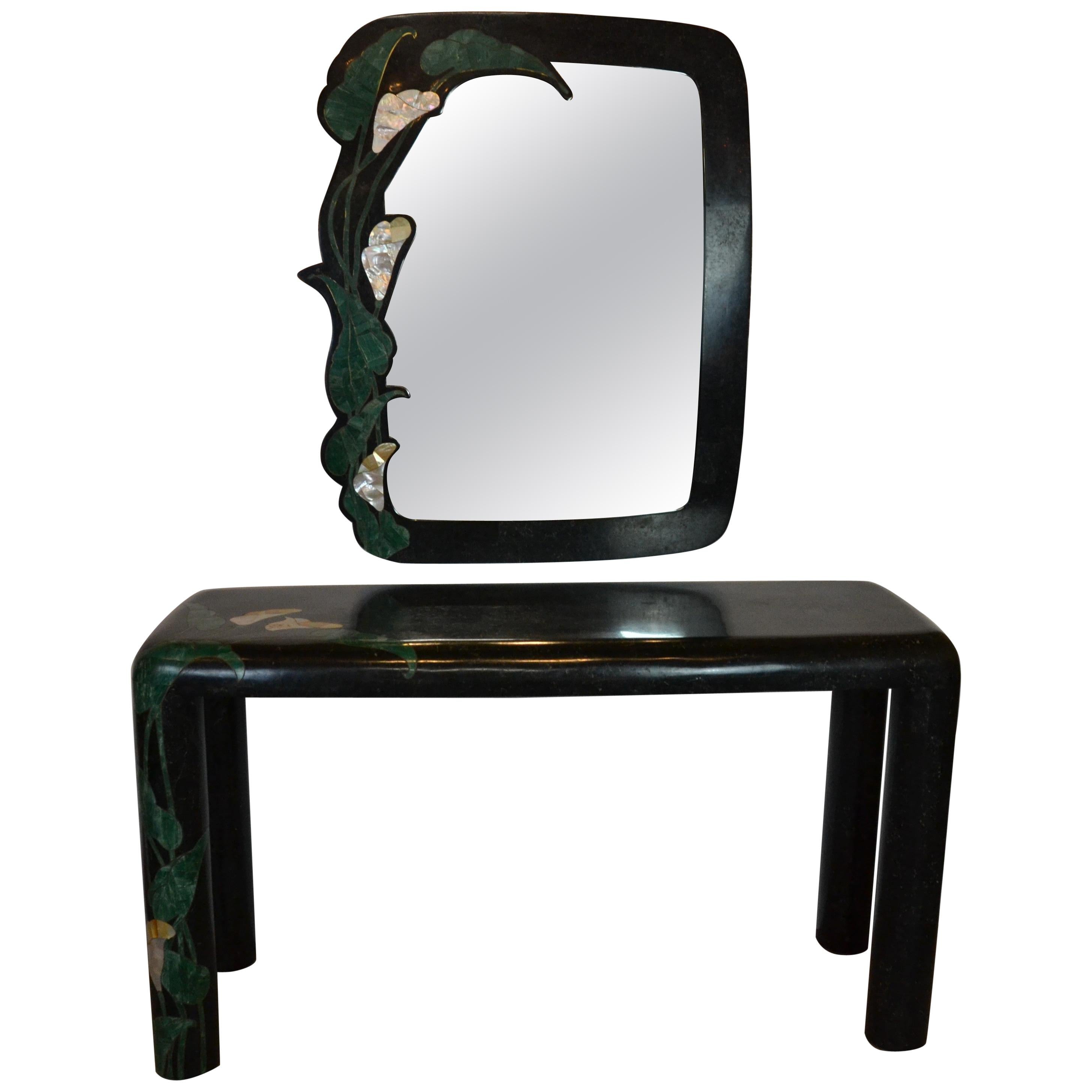 Art Deco Style Marble Console and Mirror