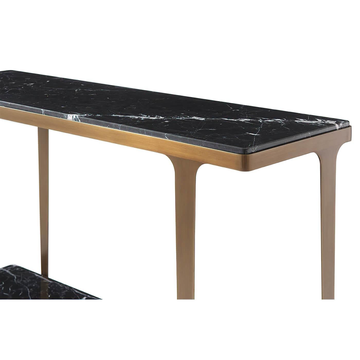 Contemporary Art Deco Style Marble Top Console For Sale