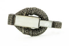 Suite di orecchini a spilla in argento sterling con Marcasite e Madreperla in stile Art Deco