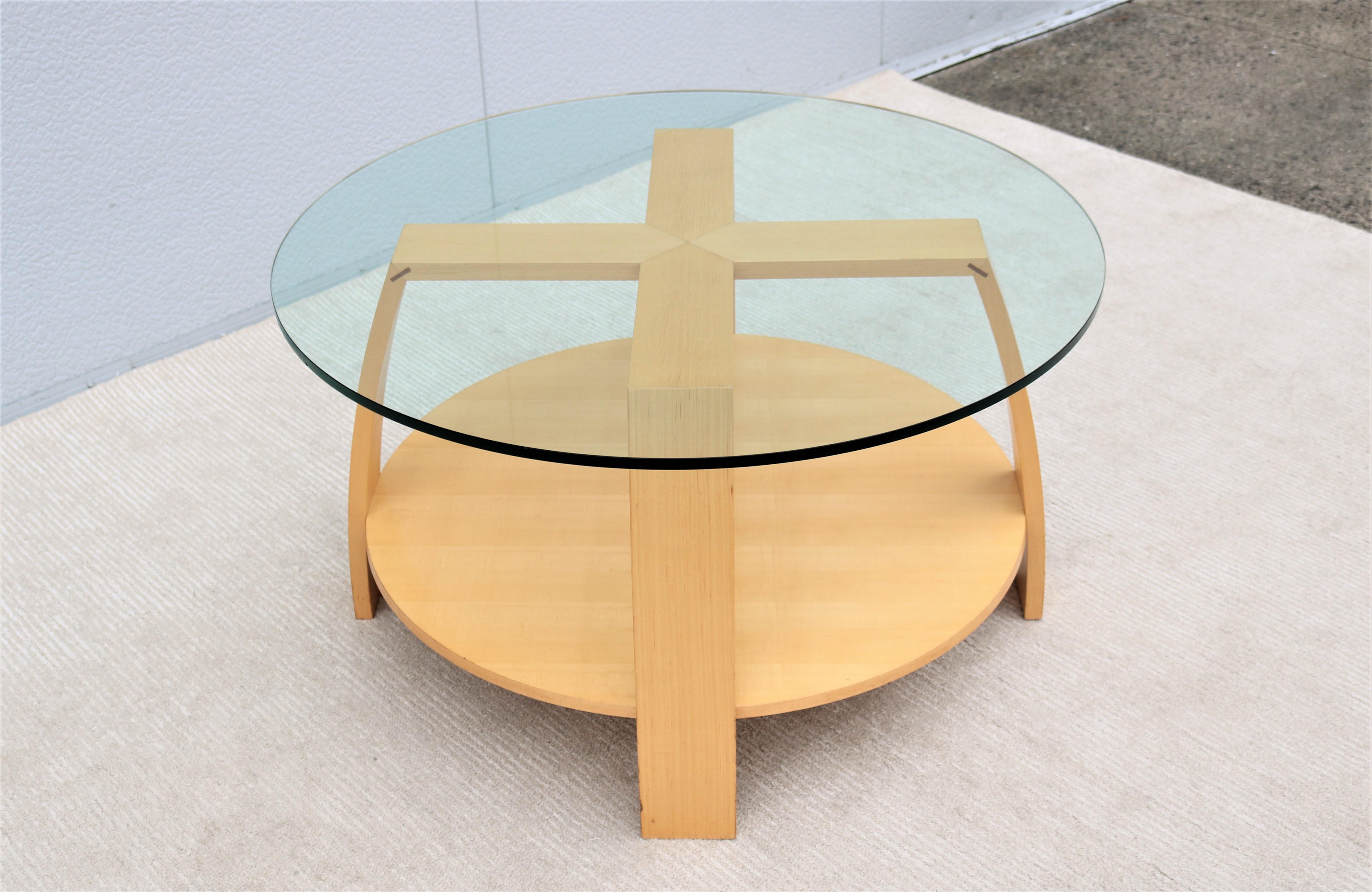 Art Deco Style Mark Muller for Nienkamper Max Round Coffee Table, Glass Top For Sale 2