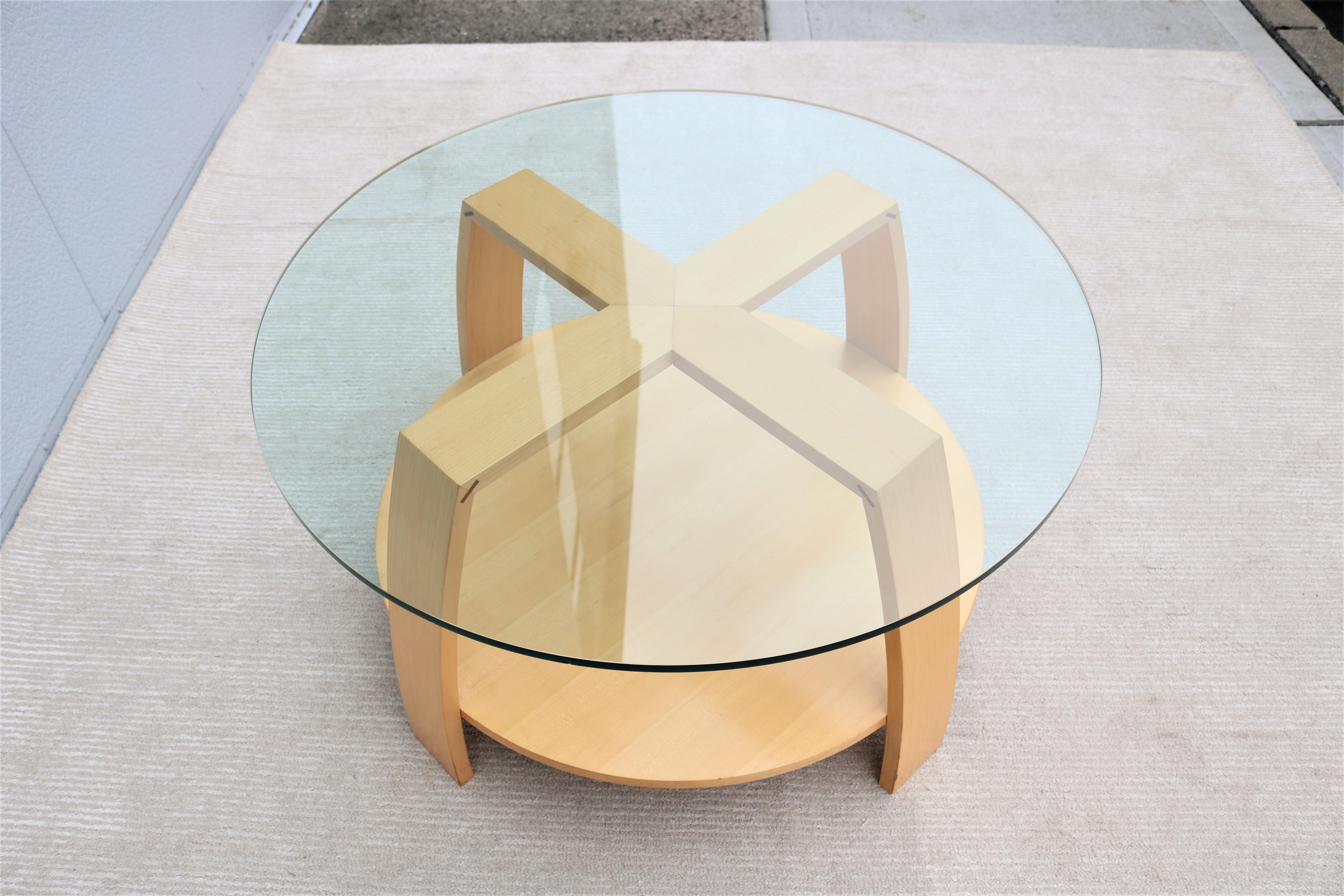 Art Deco Style Mark Muller for Nienkamper Max Round Coffee Table, Glass Top For Sale 3