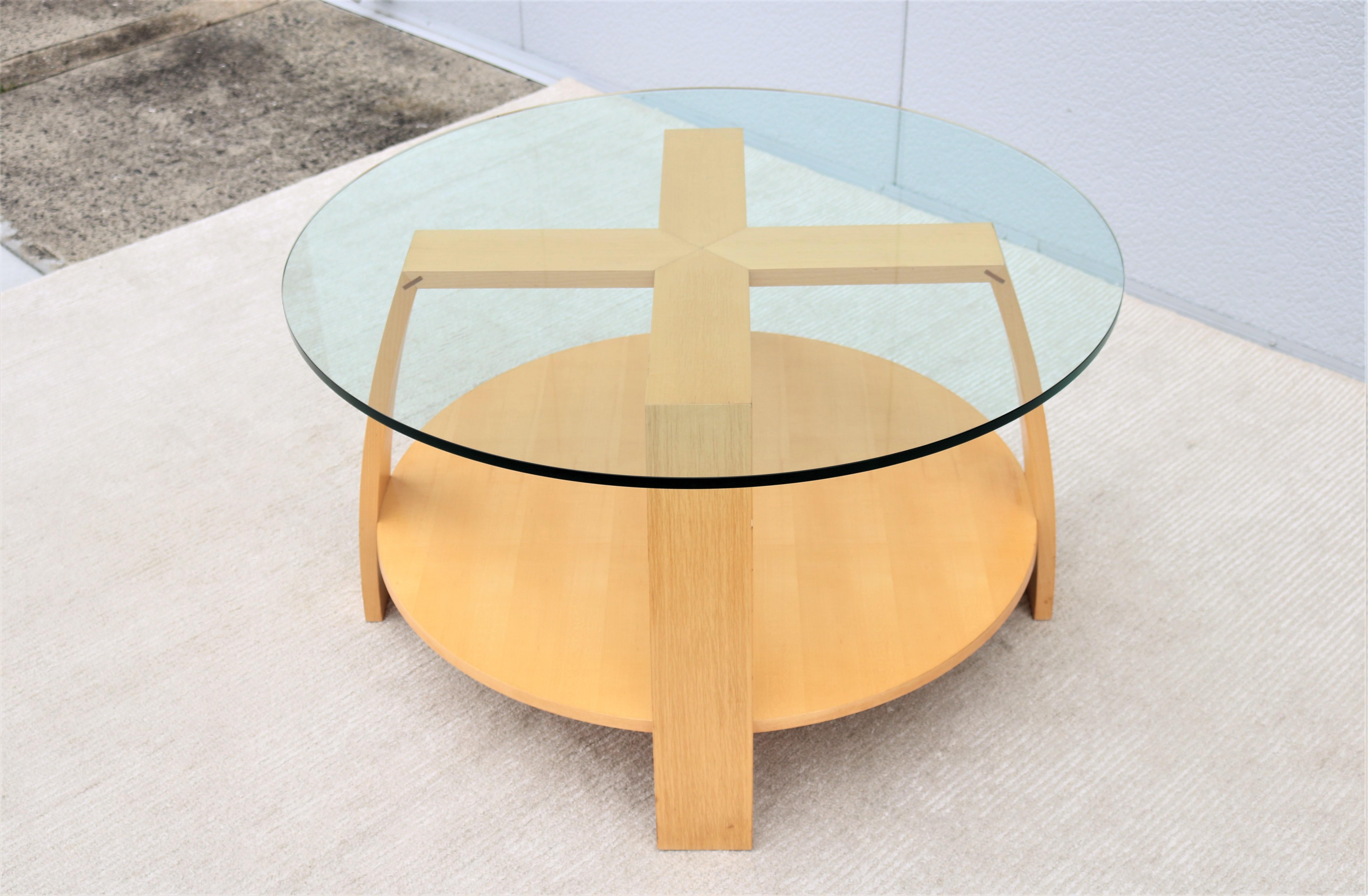Contemporary Art Deco Style Mark Muller for Nienkamper Max Round Coffee Table, Glass Top For Sale