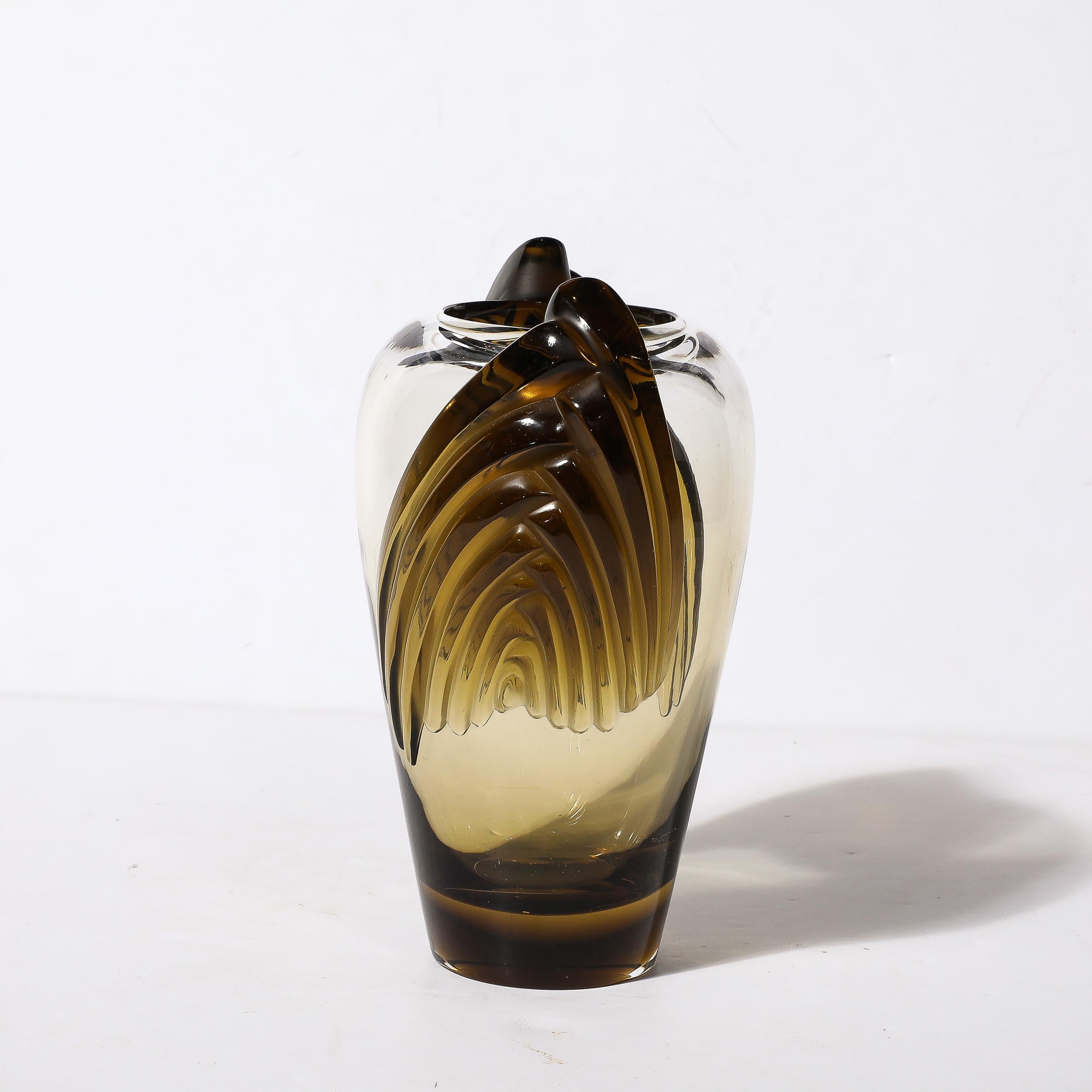 Blown Glass Art Deco Style Marrakech Vase signed Lalique For Sale