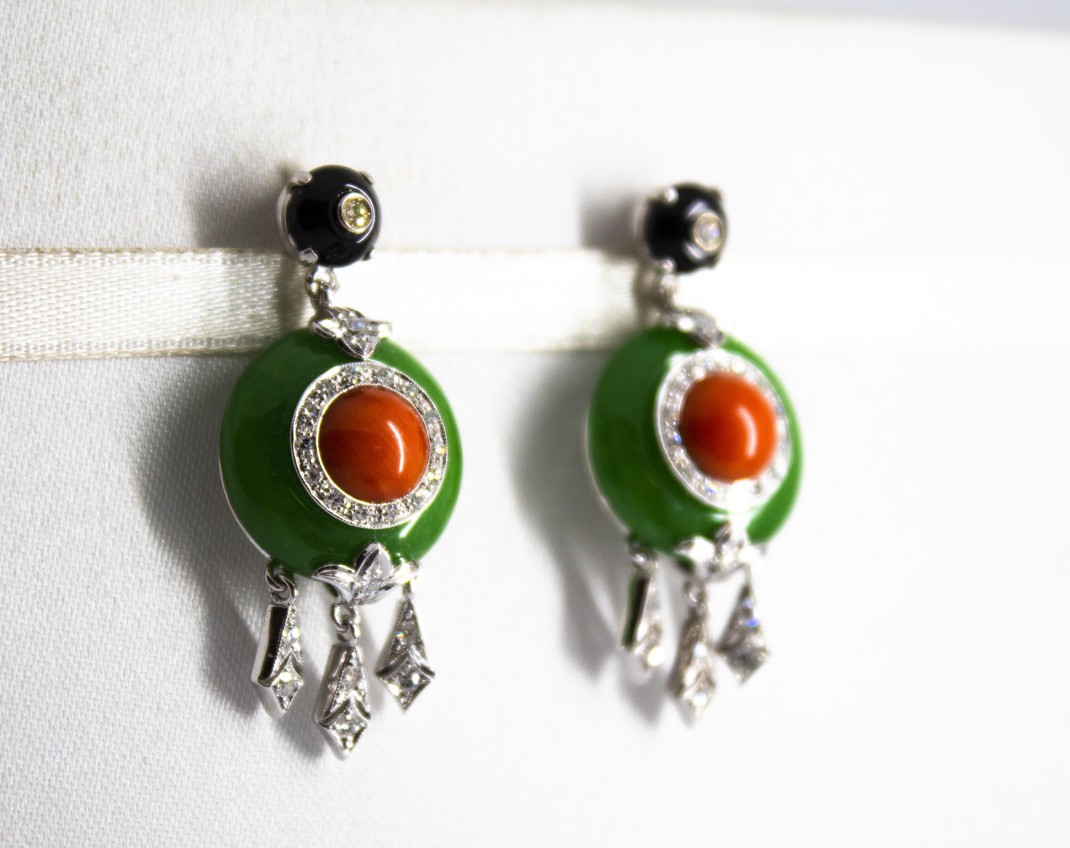 coral and jade earrings