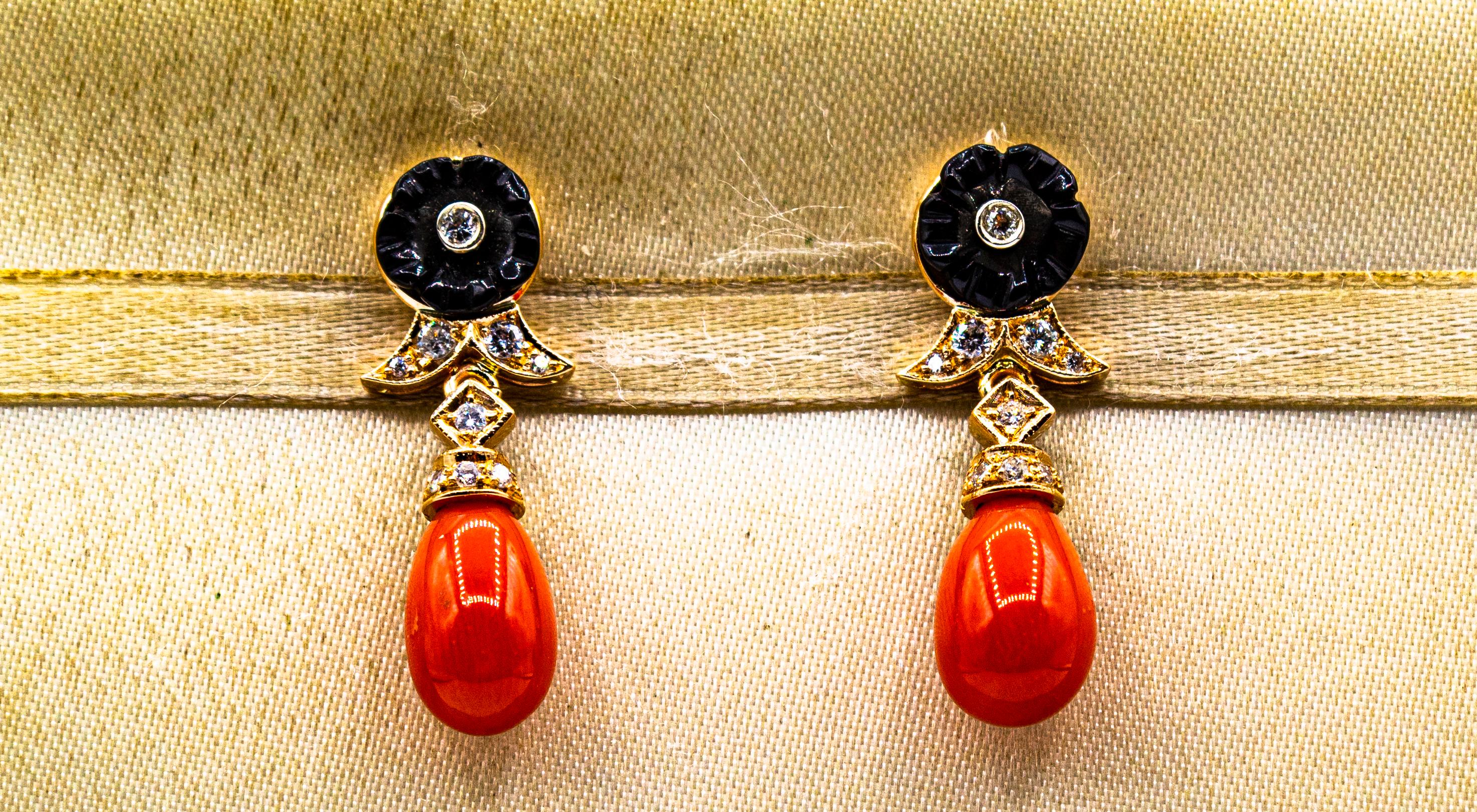 MAYNIER ET PINÇON, A pair of coral, enamel and diamond ear pendants, 1920 -  1925 | Symbolic & Chase