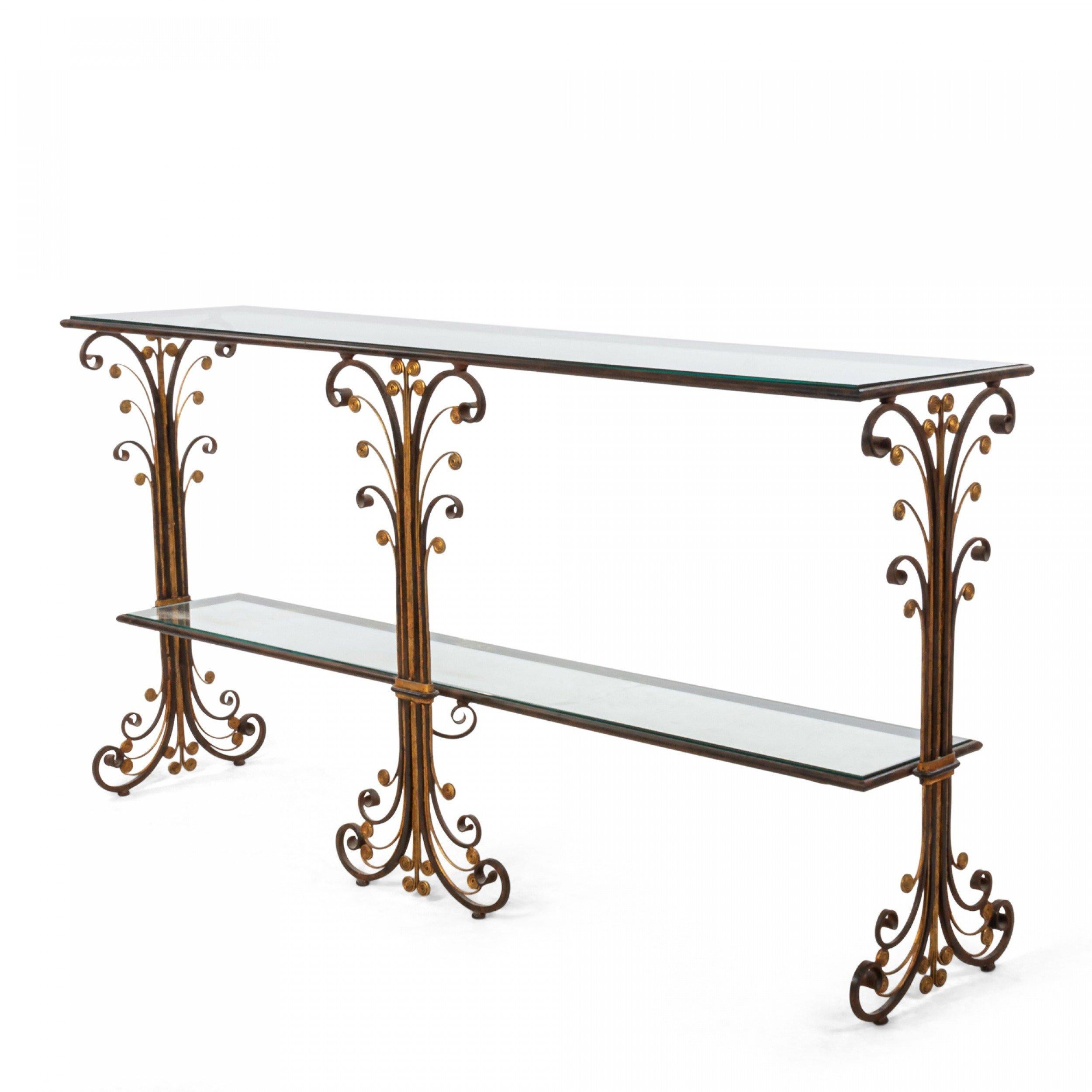 Unknown Art Deco Style Metal and Glass Console Table