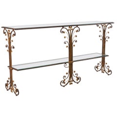 Art Deco Style Metal and Glass Console Table