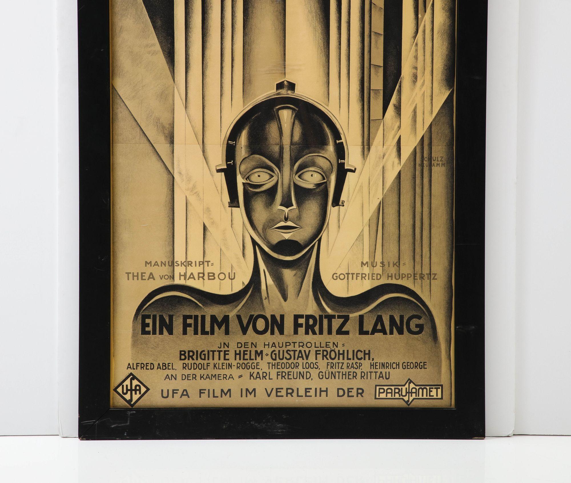 Metropolis Großes gerahmtes 3-Blatt-Lithographie-Poster (Art déco) im Angebot