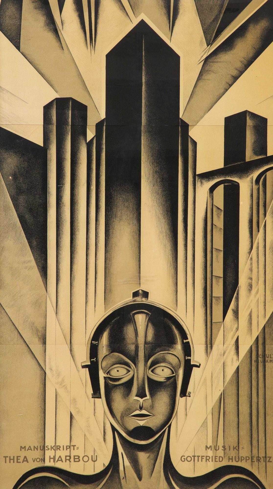 Américain Grande affiche de lithographie à 3 feuilles Metropolis encadrée en vente