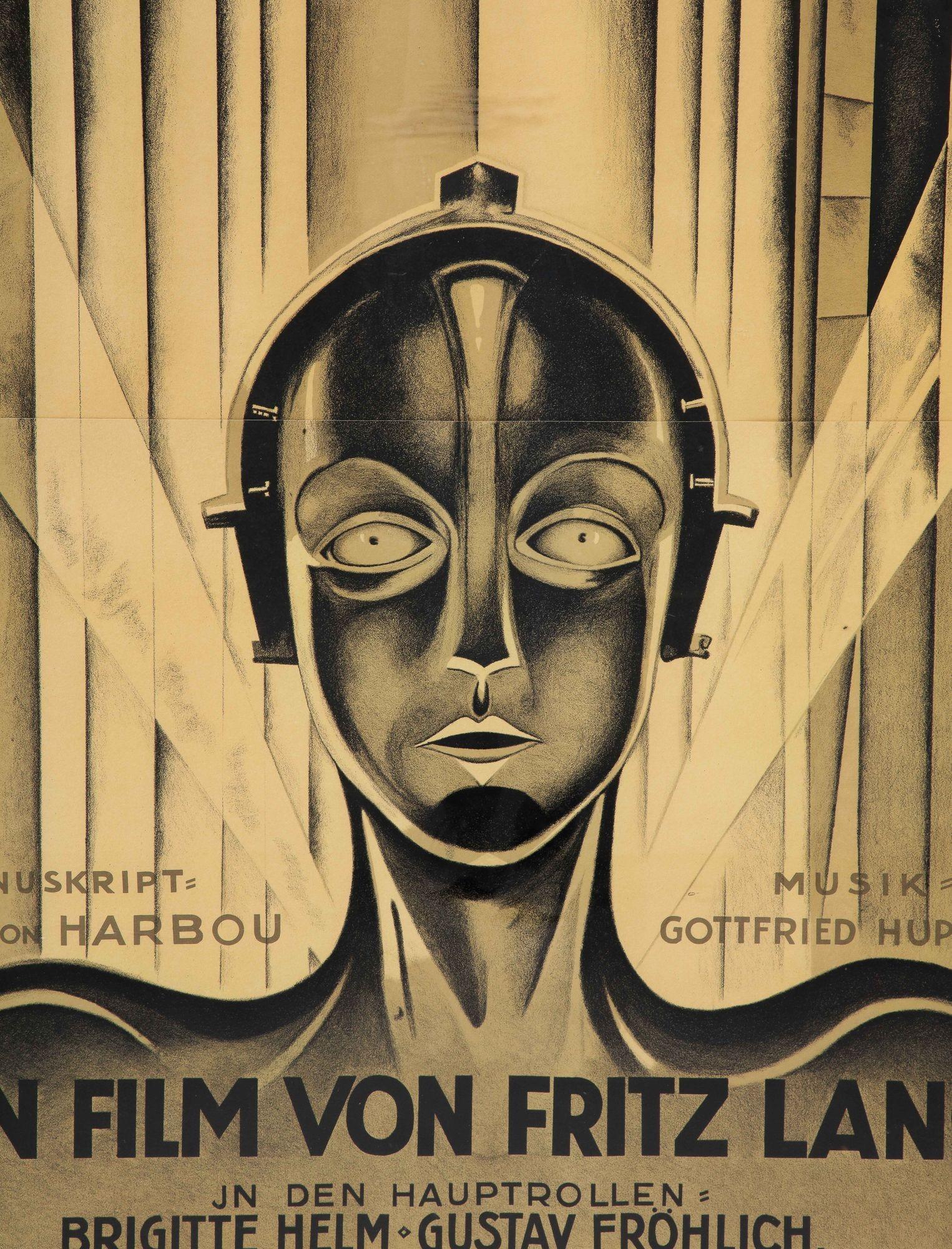 Grande affiche de lithographie à 3 feuilles Metropolis encadrée Bon état - En vente à New York, NY