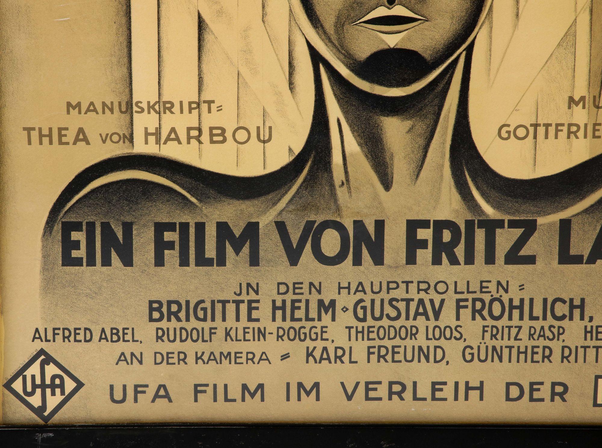 20ième siècle Grande affiche de lithographie à 3 feuilles Metropolis encadrée en vente