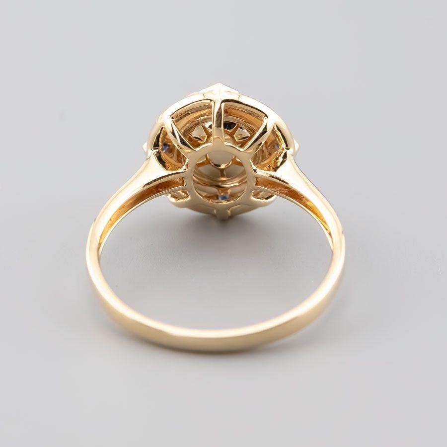 Art Deco Style Mexican Fire Opal Sapphire Engagement Ring 18K Yellow Gold In New Condition For Sale In Suwanee, GA