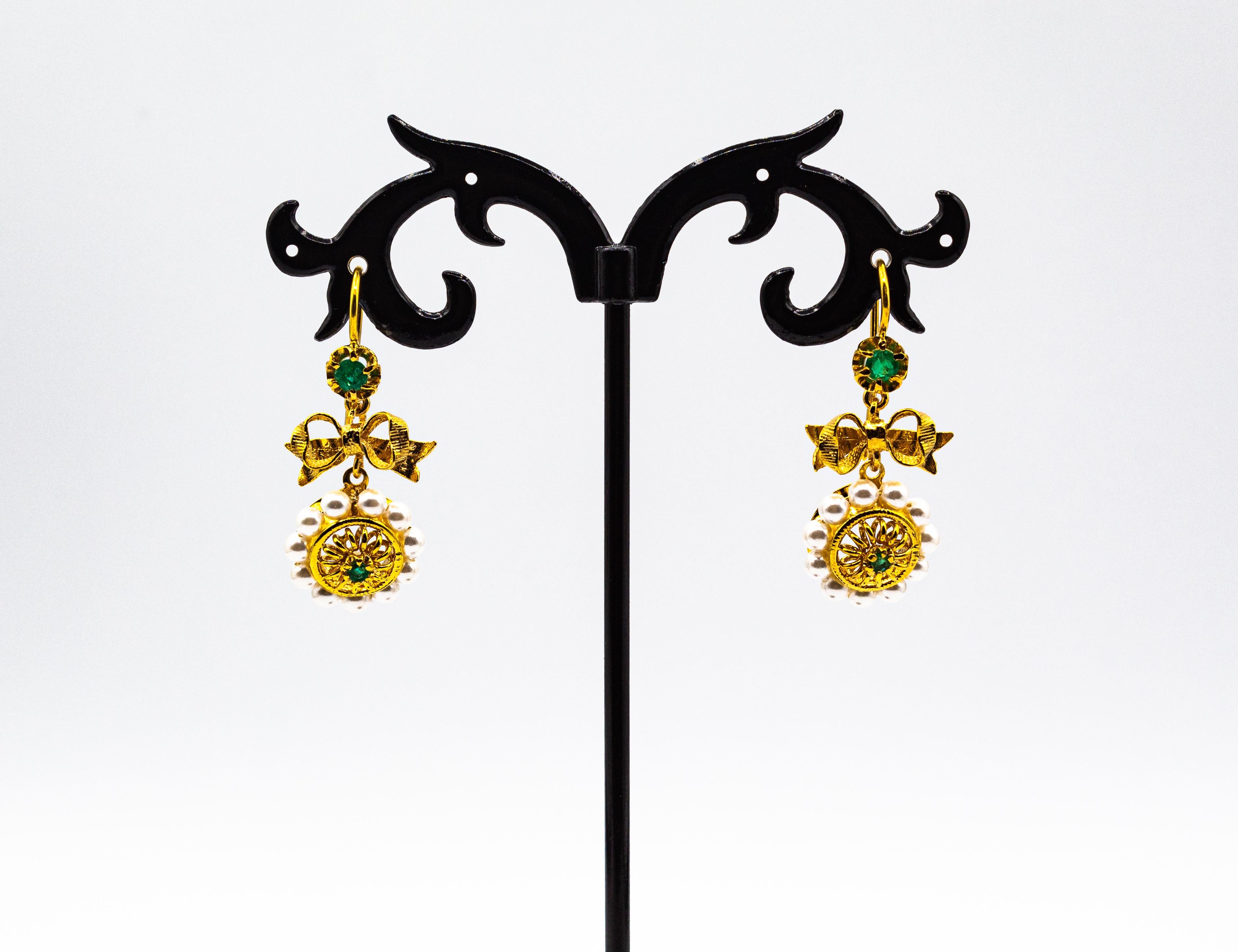 Clous d'oreilles de style Art déco en or jaune avec micro-perles et rubis de 0,30 carat en vente 4