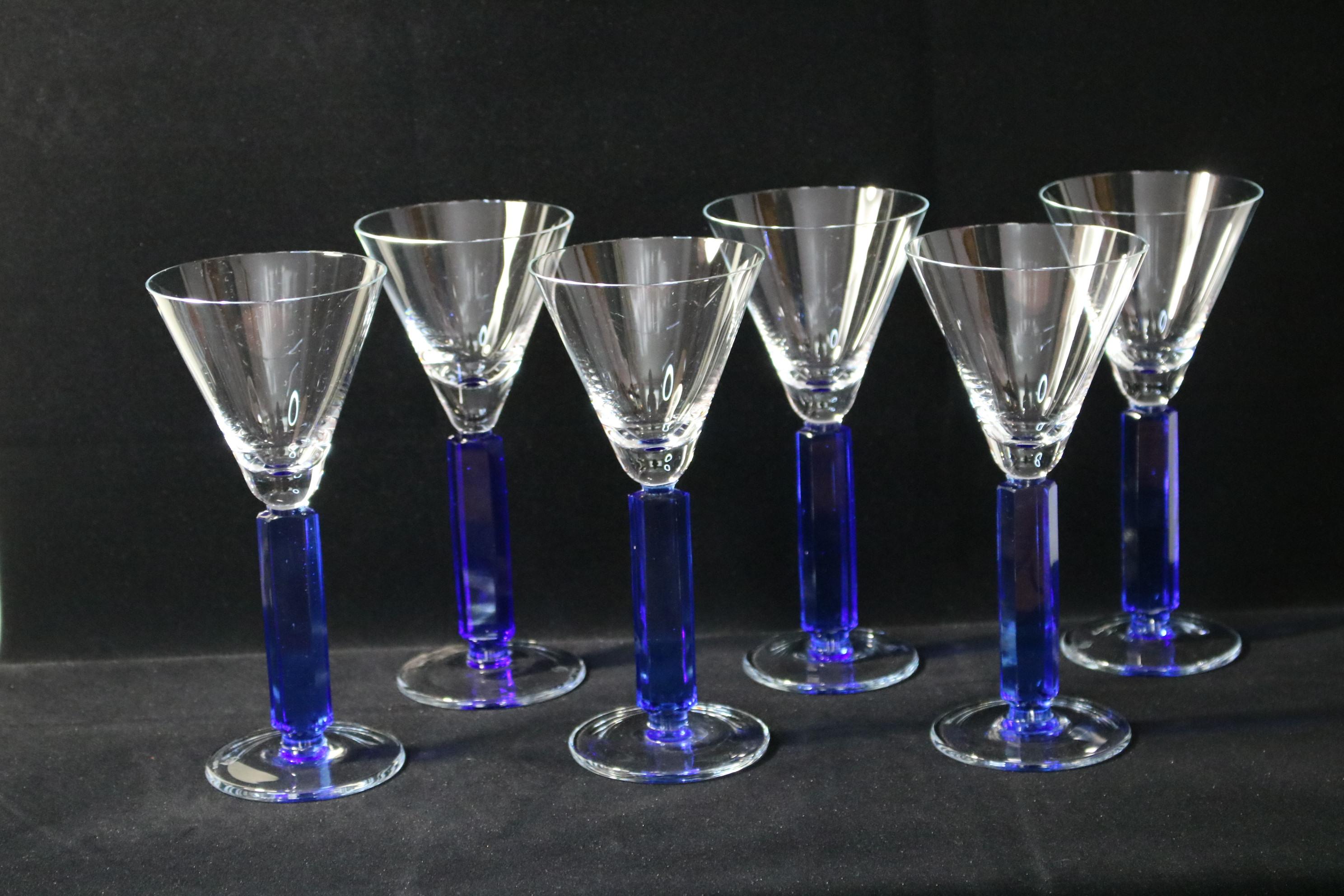 Italian Wine Glasses, Art Deco Style, Mid 20th Century, Set Of 6 For Sale