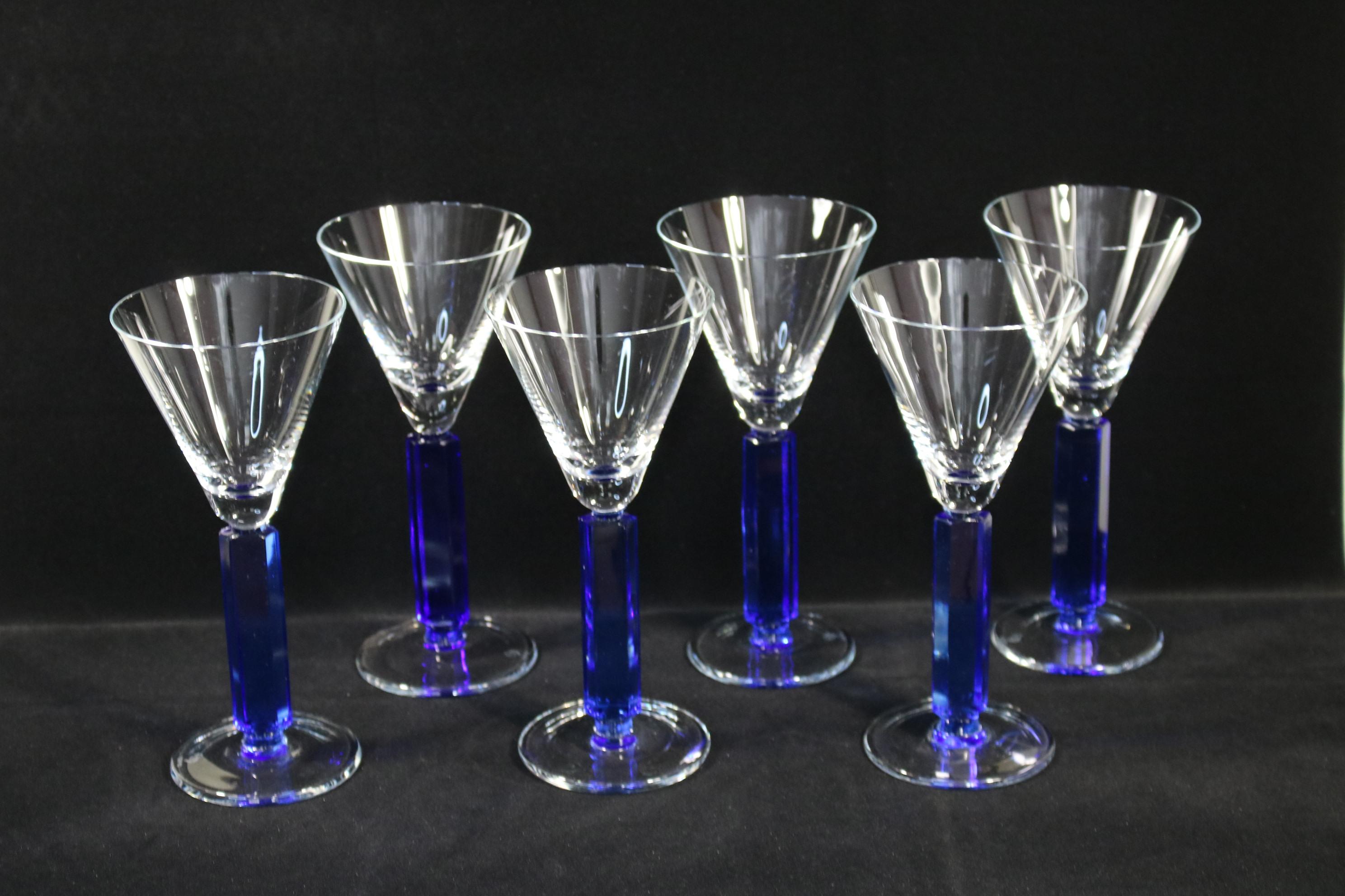 Mid-20th Century Wine Glasses, Art Deco Style, Mid 20th Century, Set Of 6 For Sale