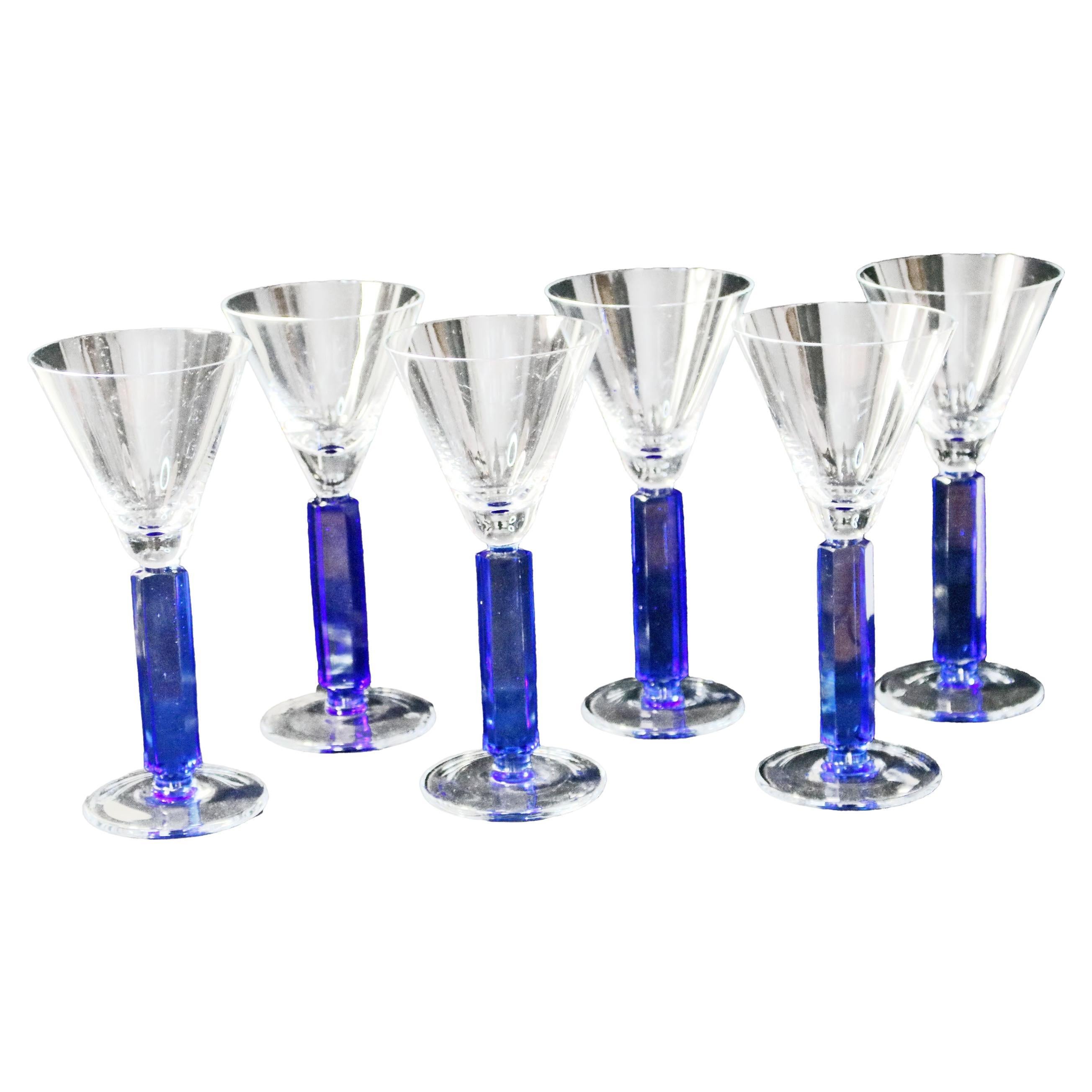 Wine Glasses, Art Deco Style, Mid 20th Century, Set Of 6 For Sale