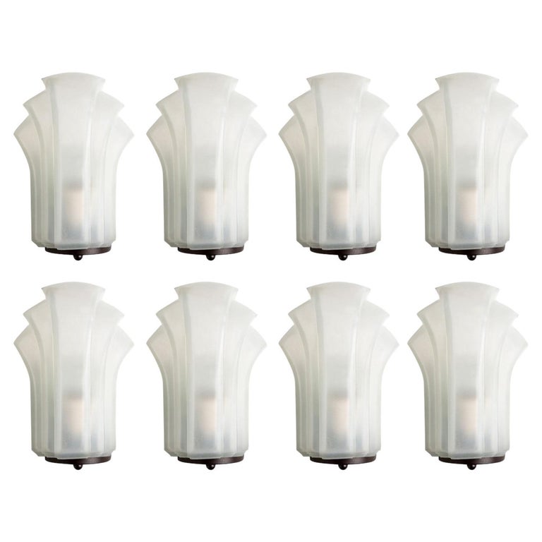Art Deco Style Milk Glass Shell Wall Lights, Germany, 1970 For Sale at