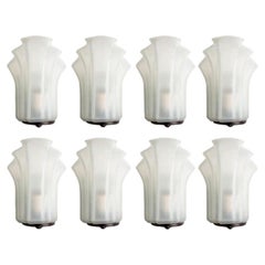 Used Art Deco Style Milk Glass Shell Wall Lights, Germany, 1970