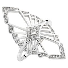 Art Deco Style Mirror Chrysler Ring Steeling Silver