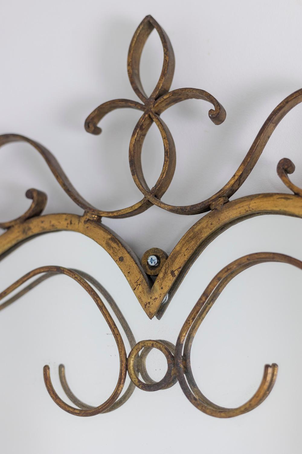 Art Deco Style Mirror in Gilded Iron, 1950s 1