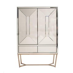 Art Deco Style Mirrored and Brass Cabinet