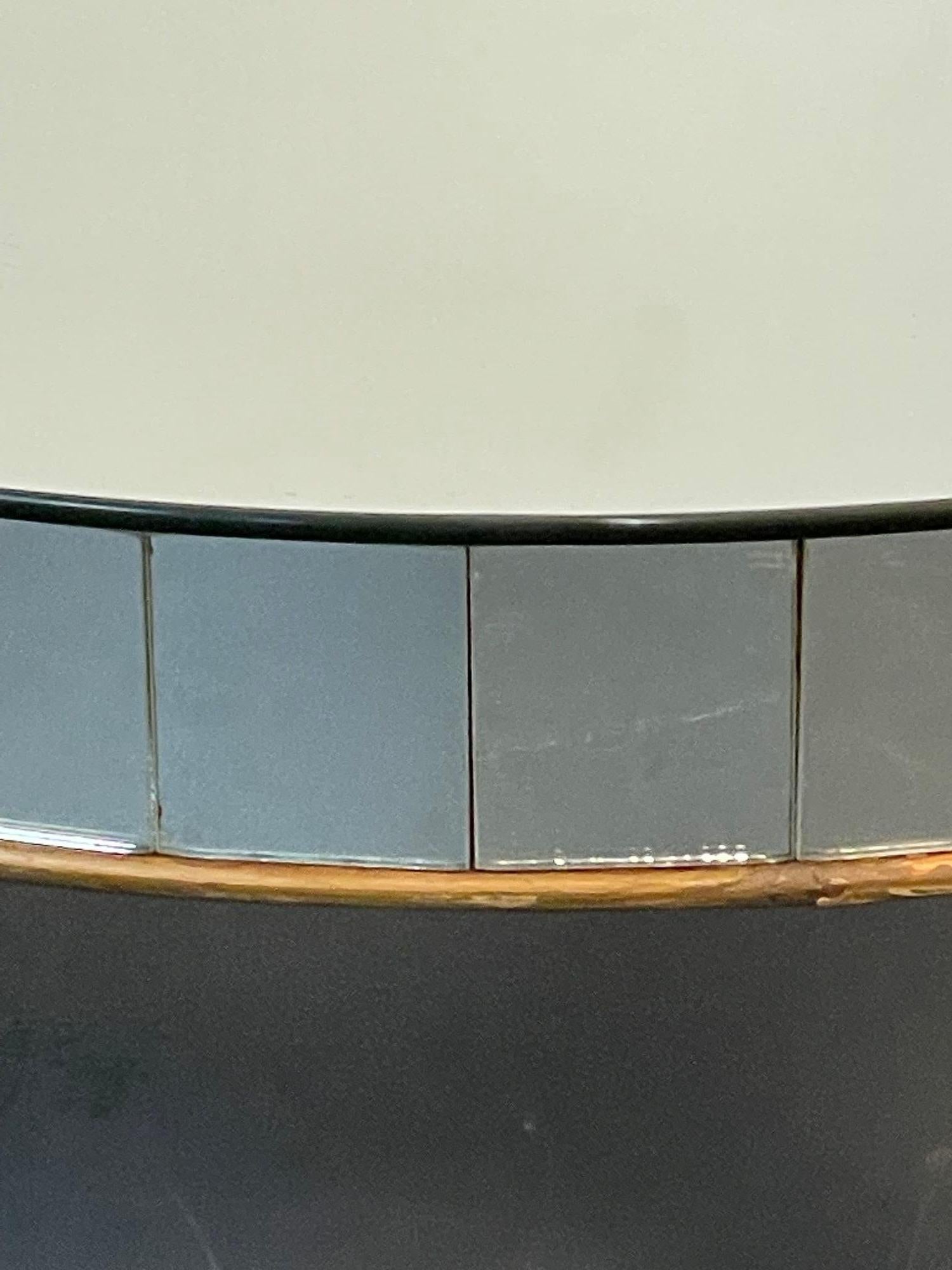 American Art Deco Style Mirrored Circular Coffee / Cocktail / Low Table, Distressed For Sale