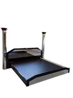 Art Deco Style Mirrored Glass King Size Floating Bed Illuminated Modern Columns
