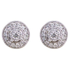 Art Deco Style Modern Diamond Cluster Earrings in 9ct White Gold