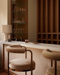 Art Deco Style Modern Velvet Bar Chair or Counter Height With Golden Details