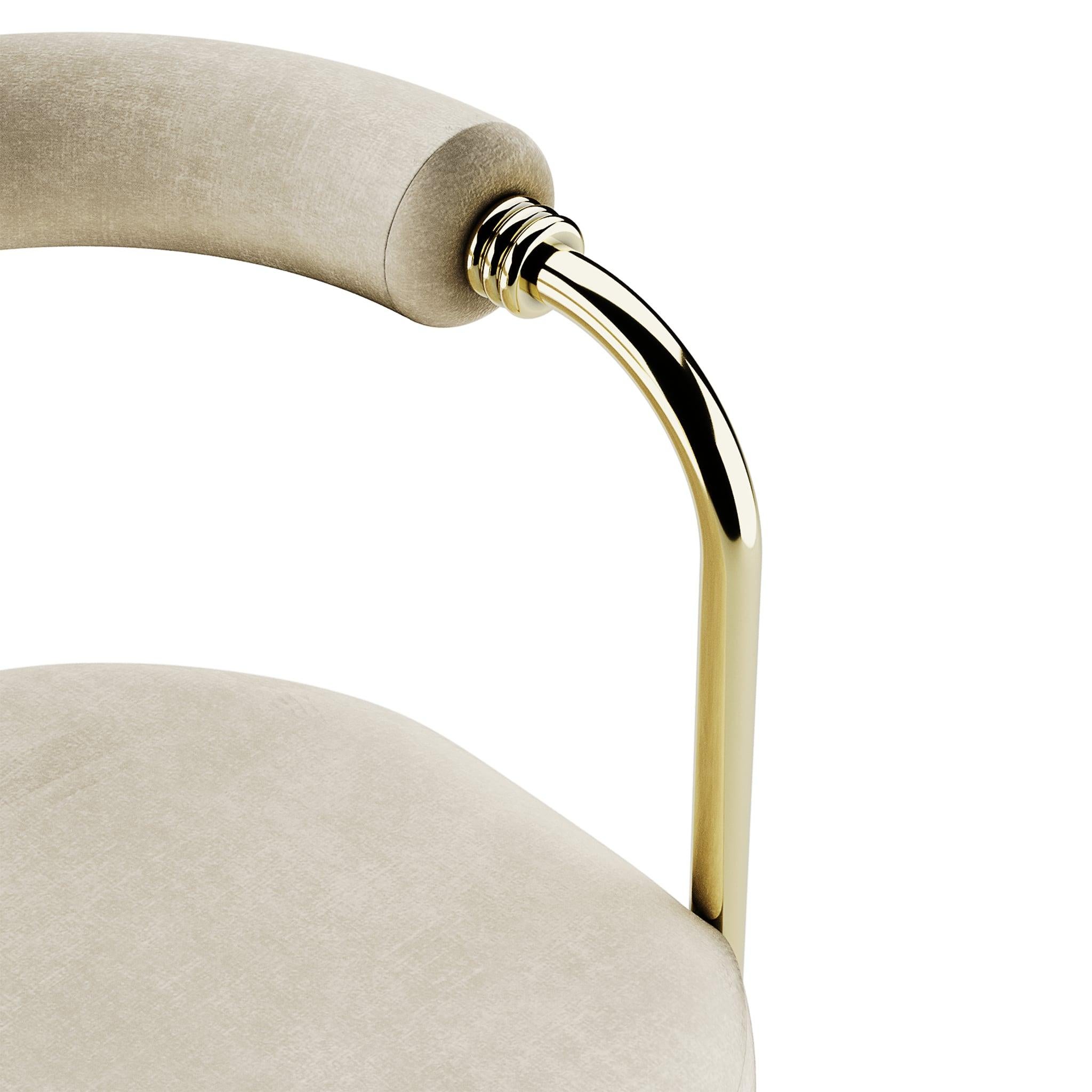 Mid-Century Modern Art Deco Style Modern Velvet Bar Chair or Counter Height With Golden Details For Sale