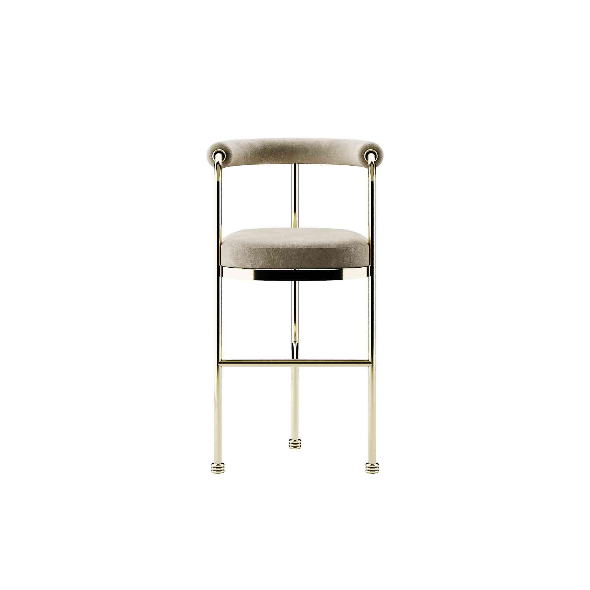 Limitierte Auflage: Art Deco Style Modern Velvet Bar Stuhl oder Counter Höhe mit goldenen Details

Joann Chair ist ein Barstuhl im Stil der Jahrhundertmitte. Sie wird jeden Raum aufwerten und Ihr nächstes Projekt im Gastgewerbe verbessern. Mit