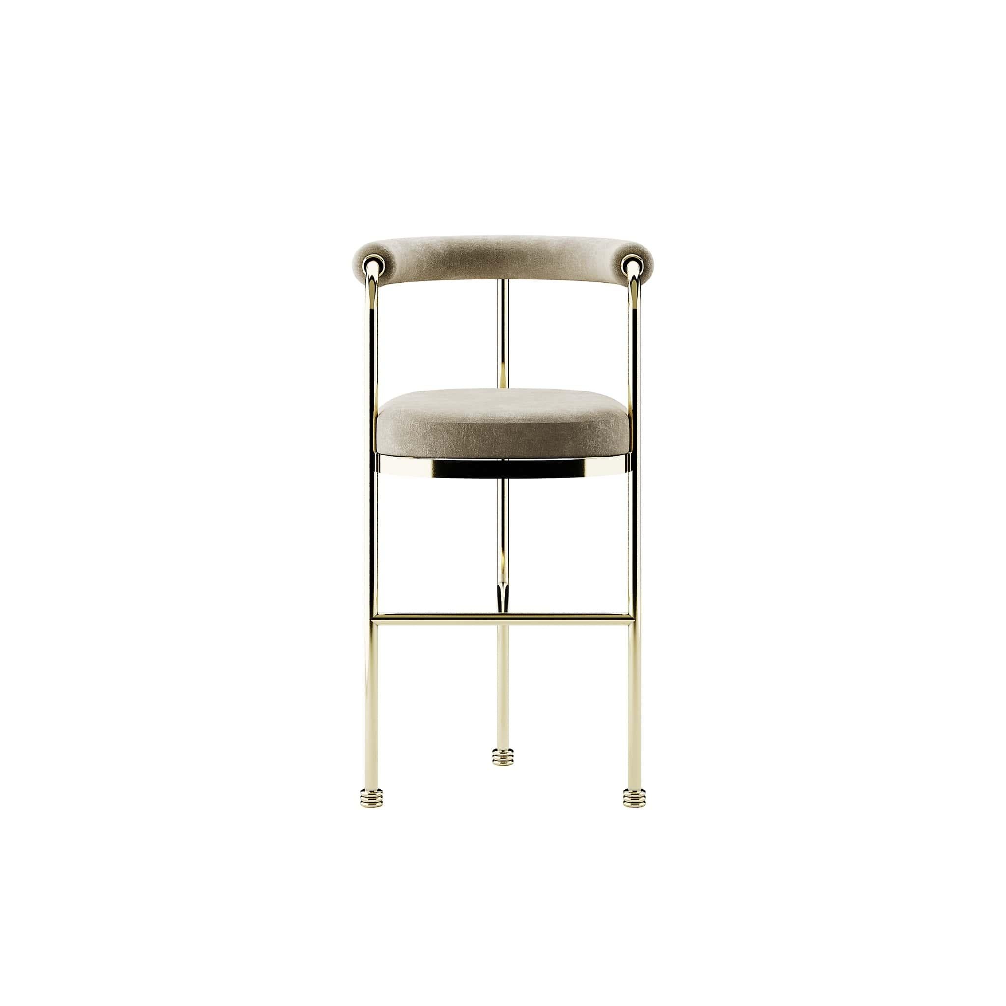 Chaise de bar ou de comptoir en velours de style Art Déco moderne avec détails dorés Neuf - En vente à Porto, PT