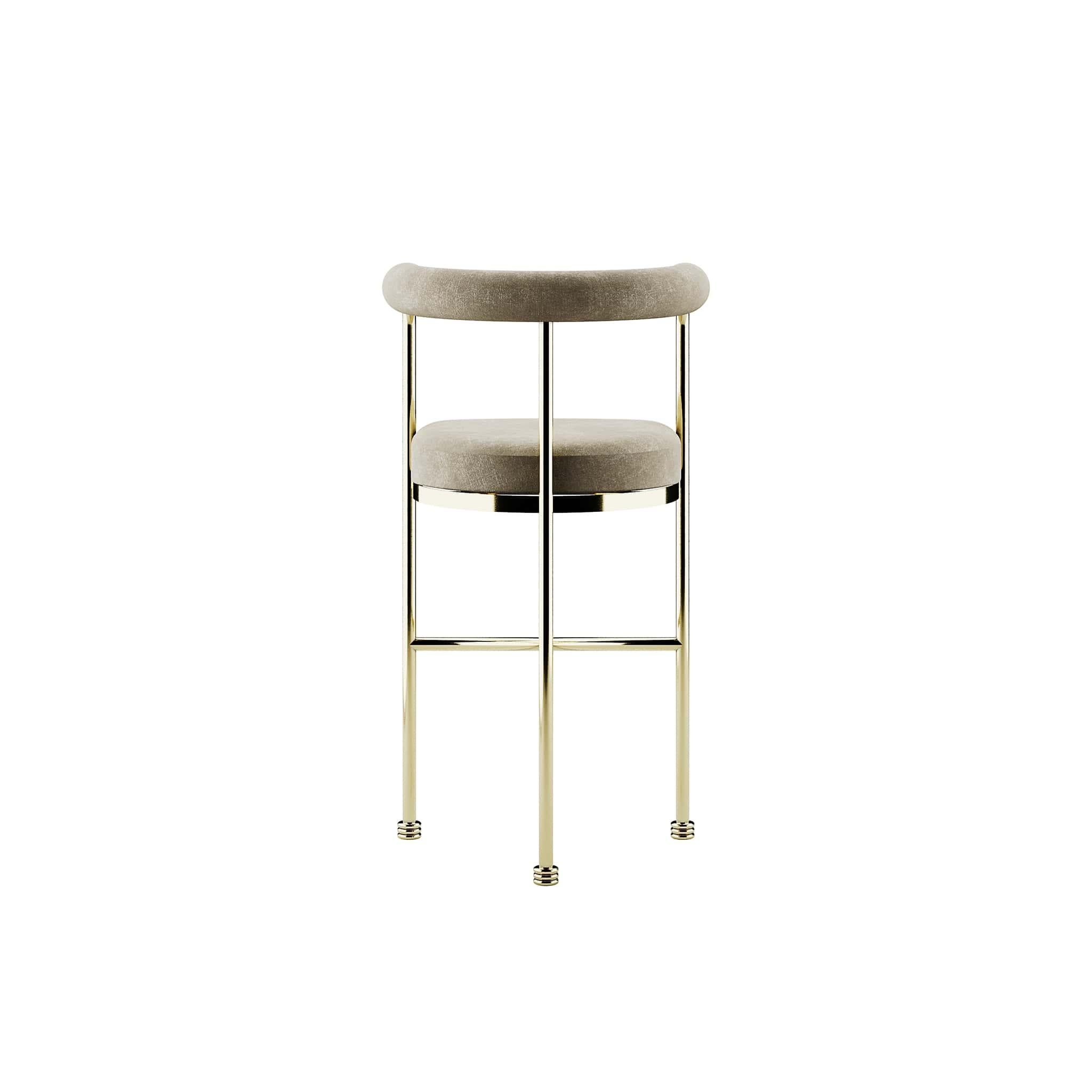 Contemporary Art Deco Style Modern Velvet Bar Chair or Counter Height With Golden Details For Sale