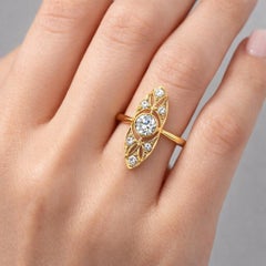Art-deco style moissanite 14k gold ring