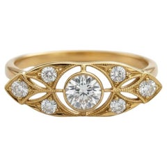 Art-Deco-Stil Moissanit 14k Gold Ring