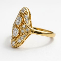 Art-deco style moissanite silver, gold ring