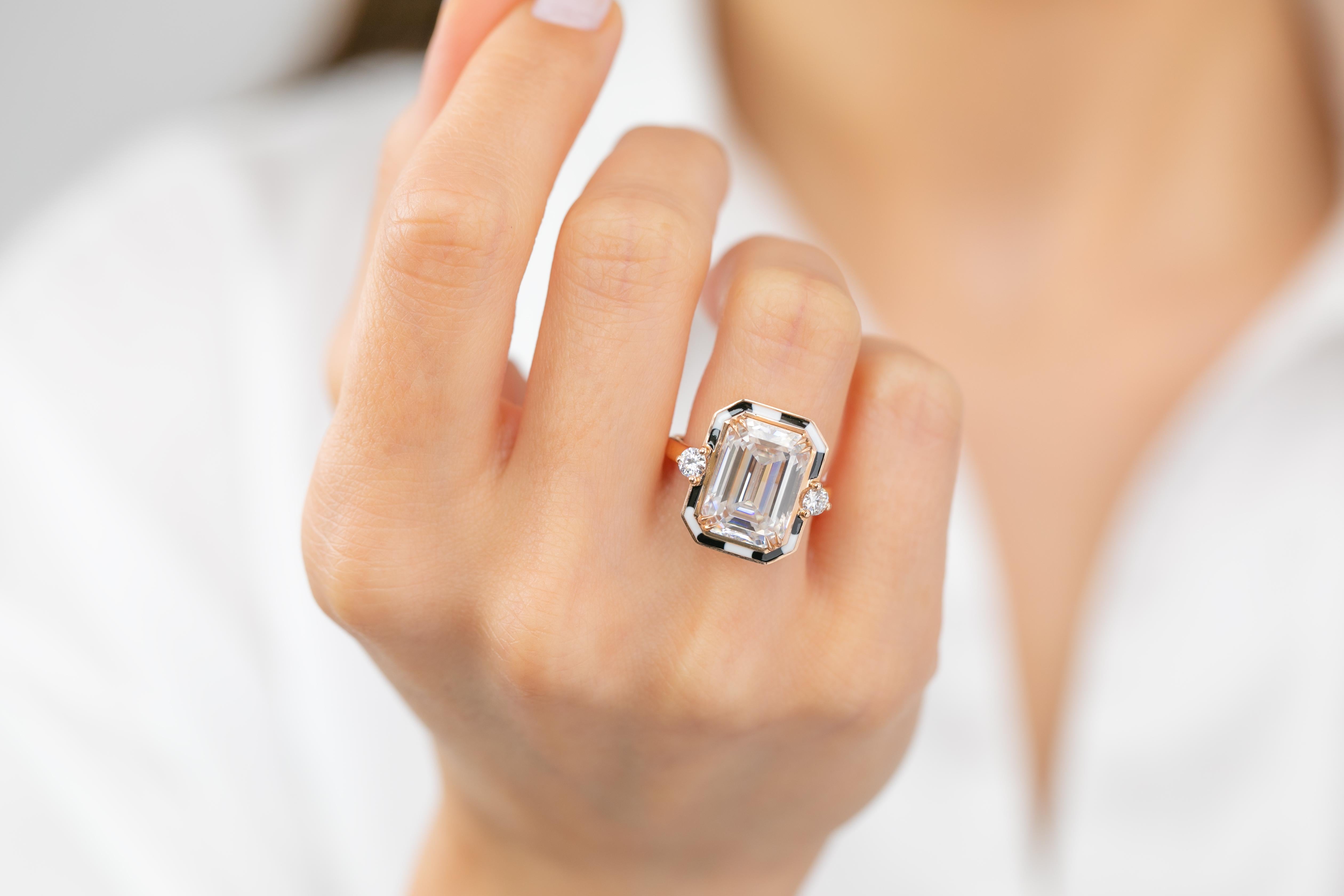 For Sale:  Art Deco Style 6-7.00 ct Moissanite Stone, 14K Solid Gold Ring 10