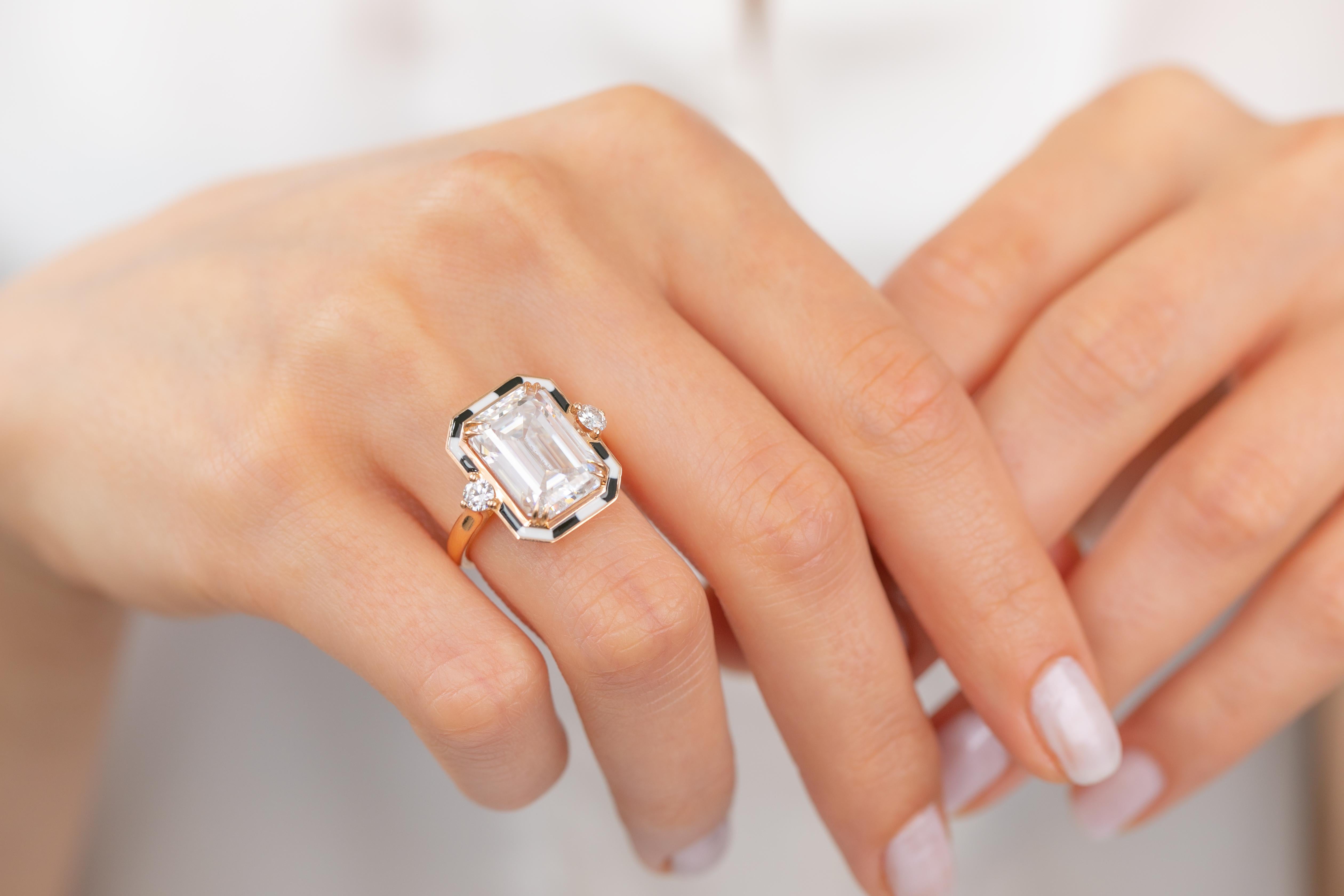 For Sale:  Art Deco Style 6-7.00 ct Moissanite Stone, 14K Solid Gold Ring 11