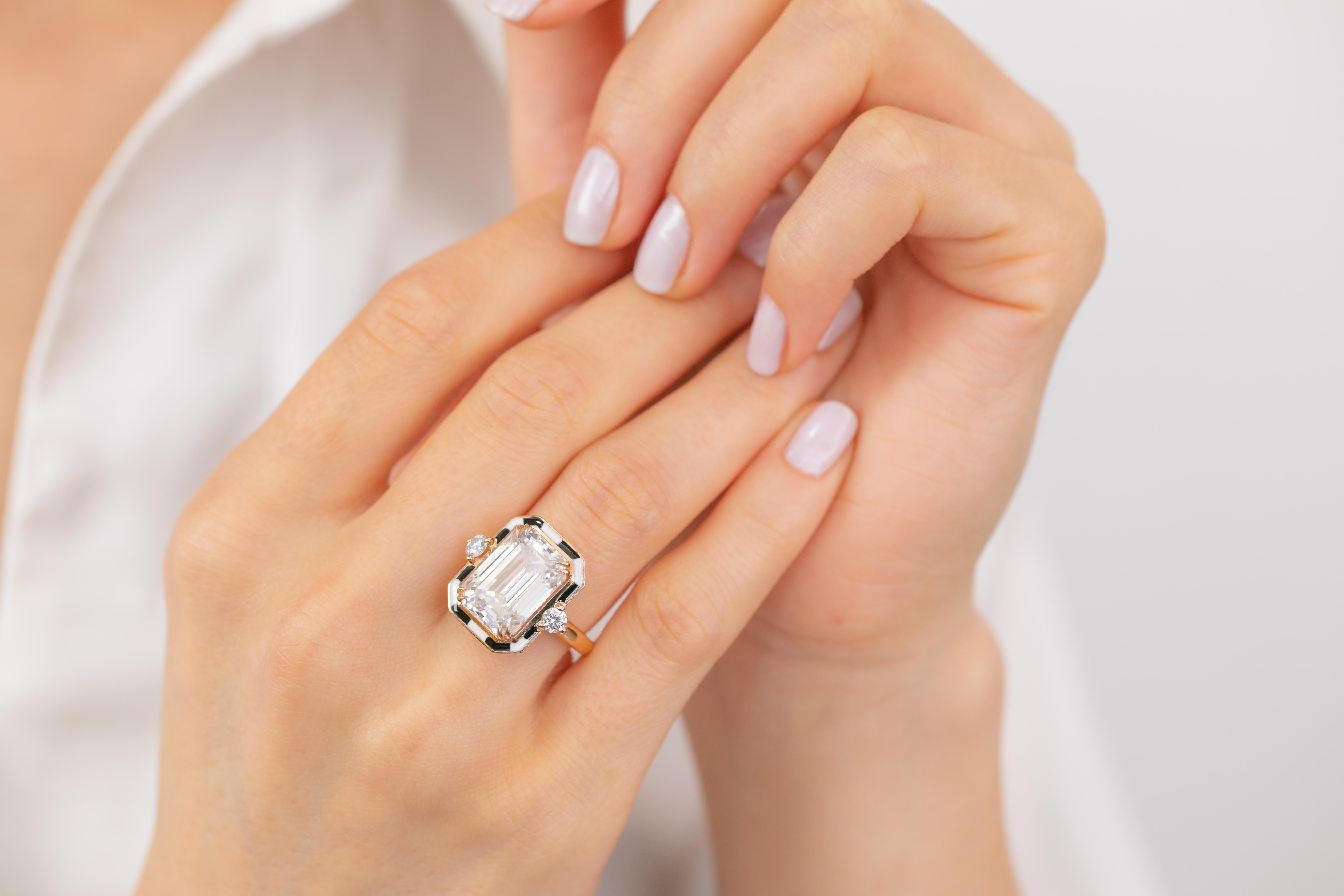For Sale:  Art Deco Style 6-7.00 ct Moissanite Stone, 14K Solid Gold Ring 12