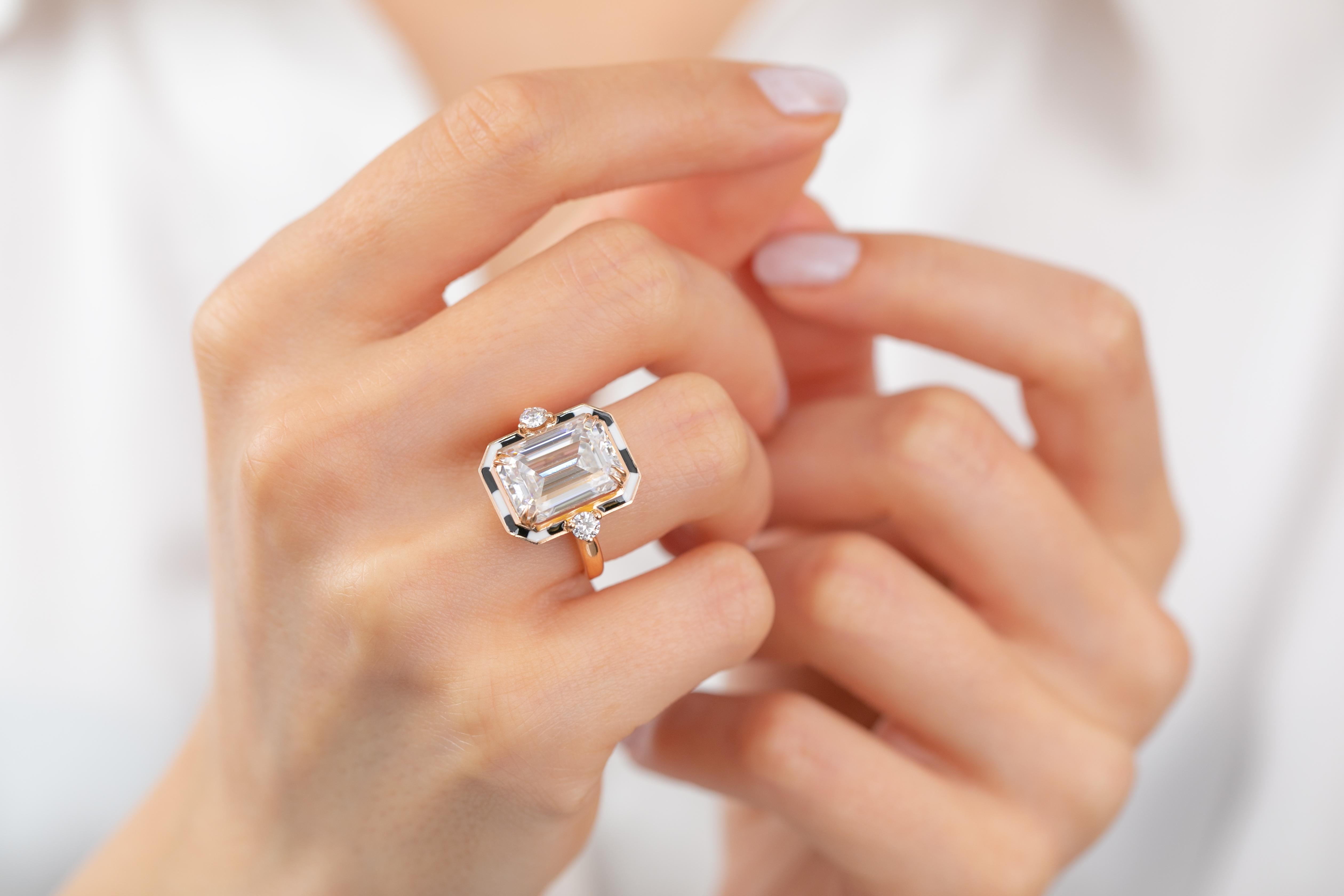 For Sale:  Art Deco Style 6-7.00 ct Moissanite Stone, 14K Solid Gold Ring 13