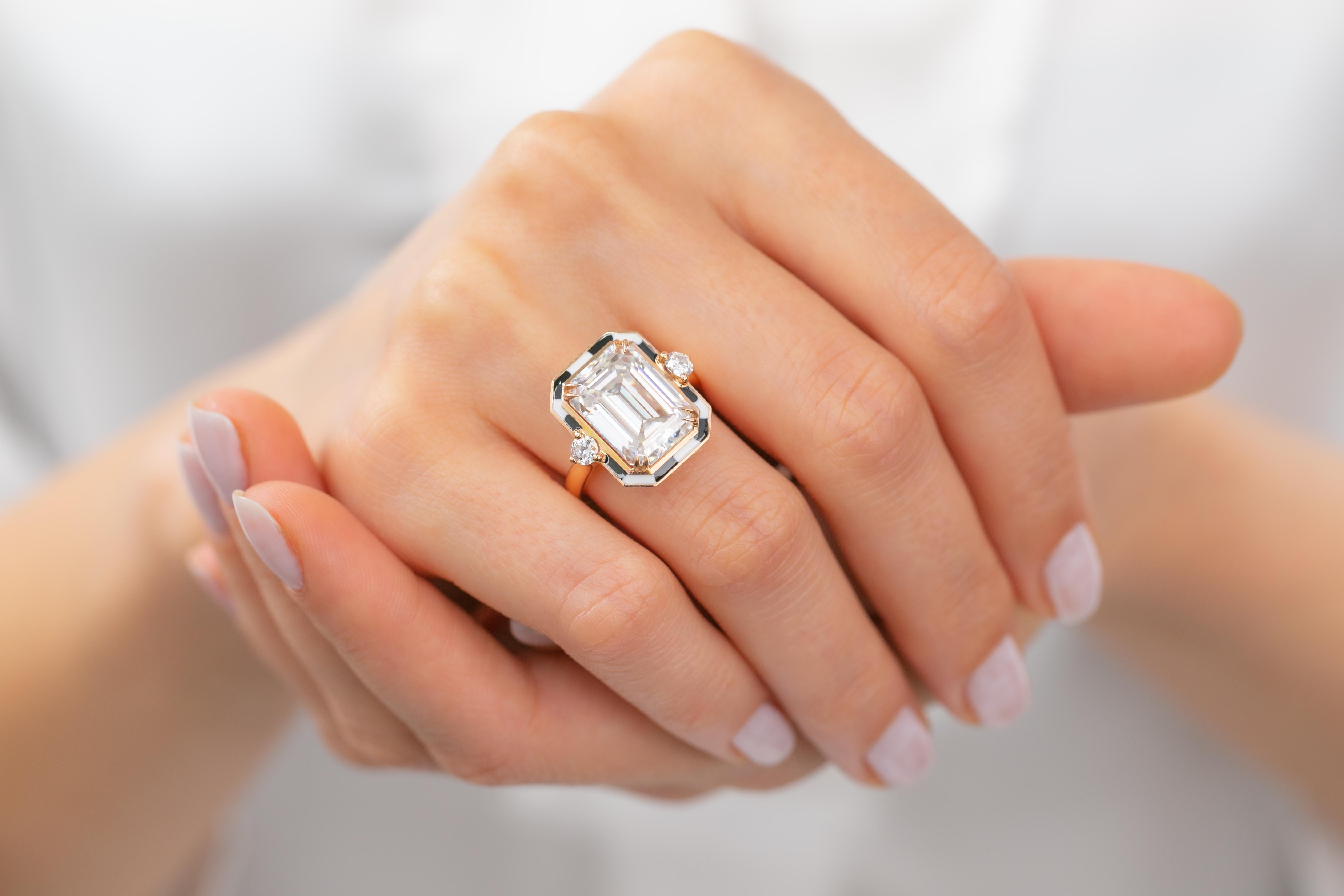 For Sale:  Art Deco Style 6-7.00 ct Moissanite Stone, 14K Solid Gold Ring 14