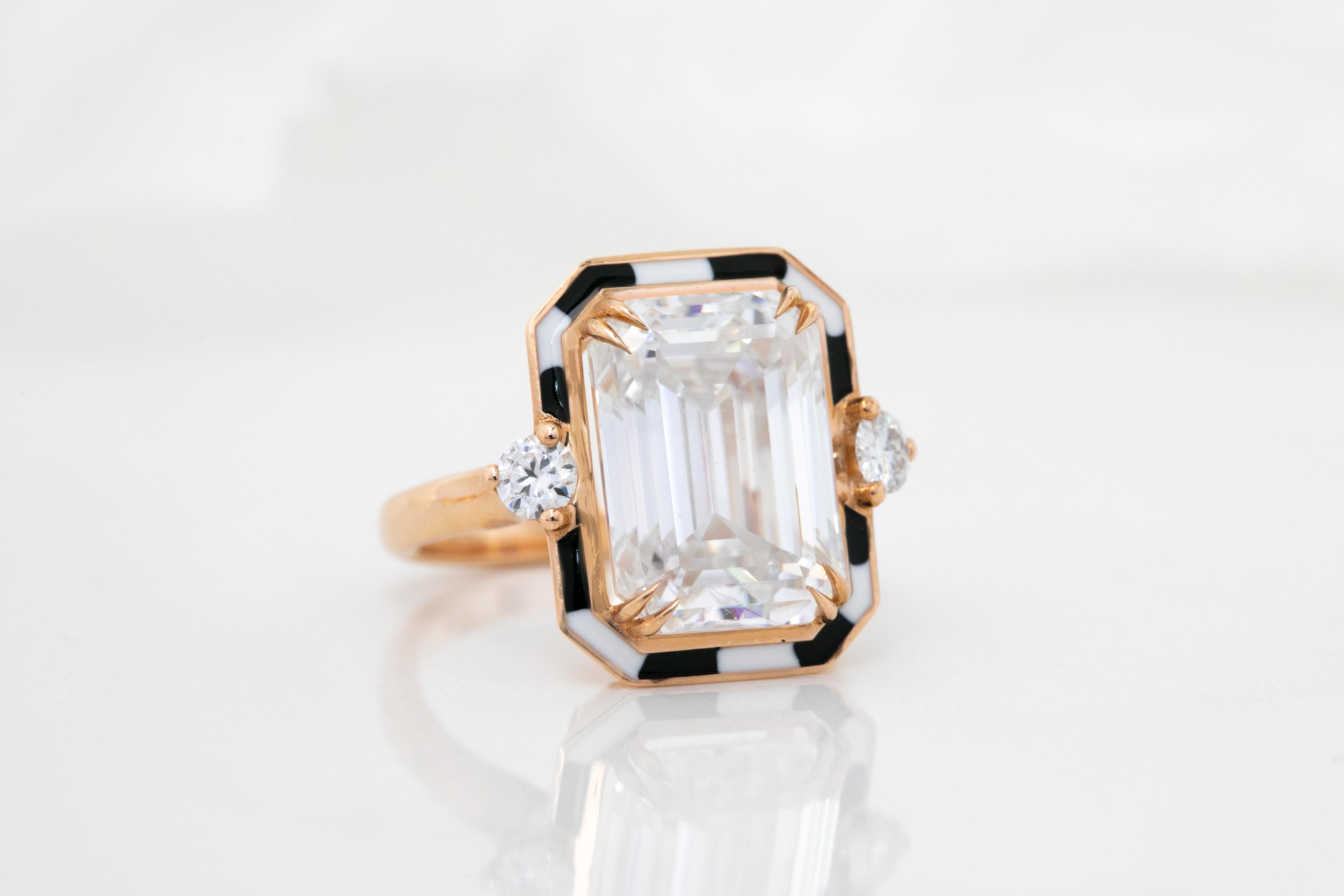 For Sale:  Art Deco Style 6-7.00 ct Moissanite Stone, 14K Solid Gold Ring 2