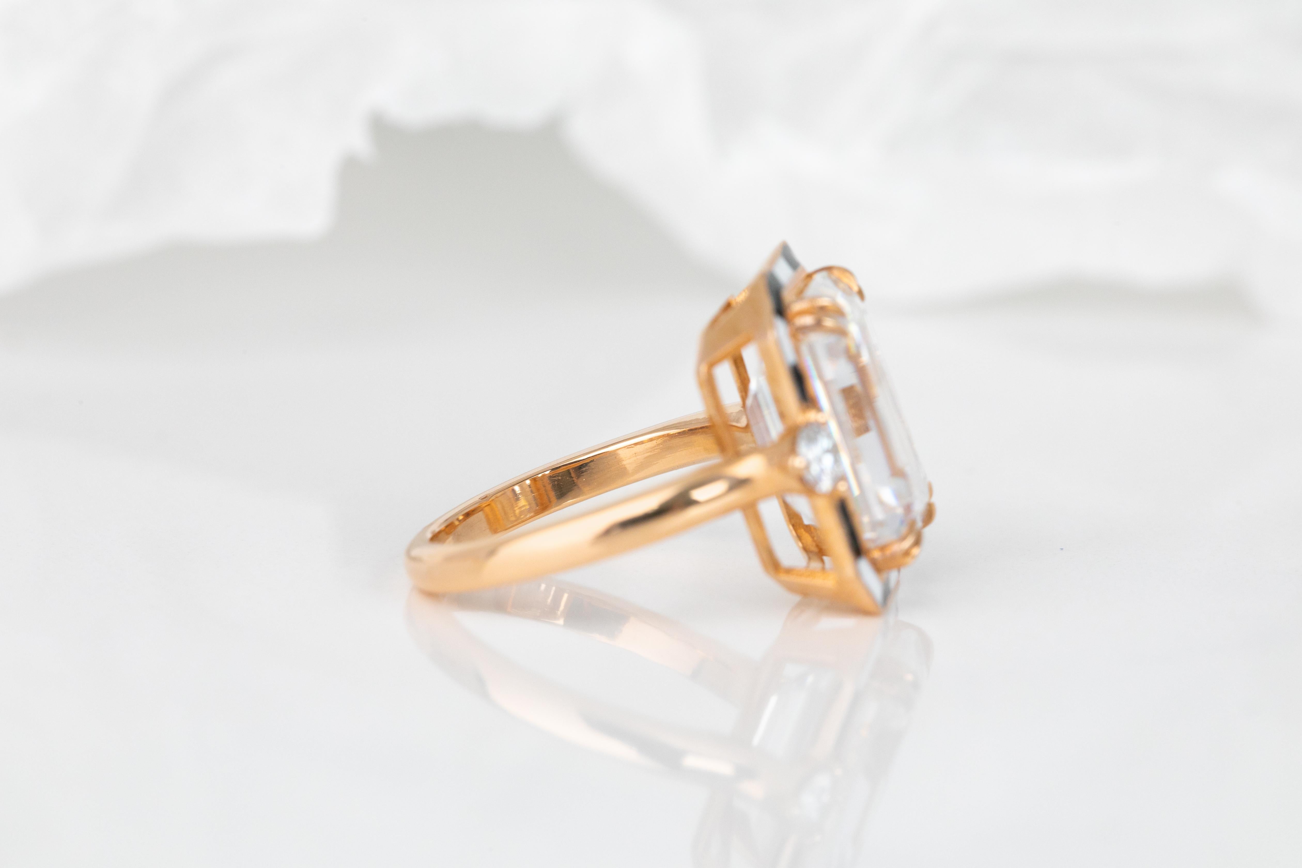 For Sale:  Art Deco Style 6-7.00 ct Moissanite Stone, 14K Solid Gold Ring 3