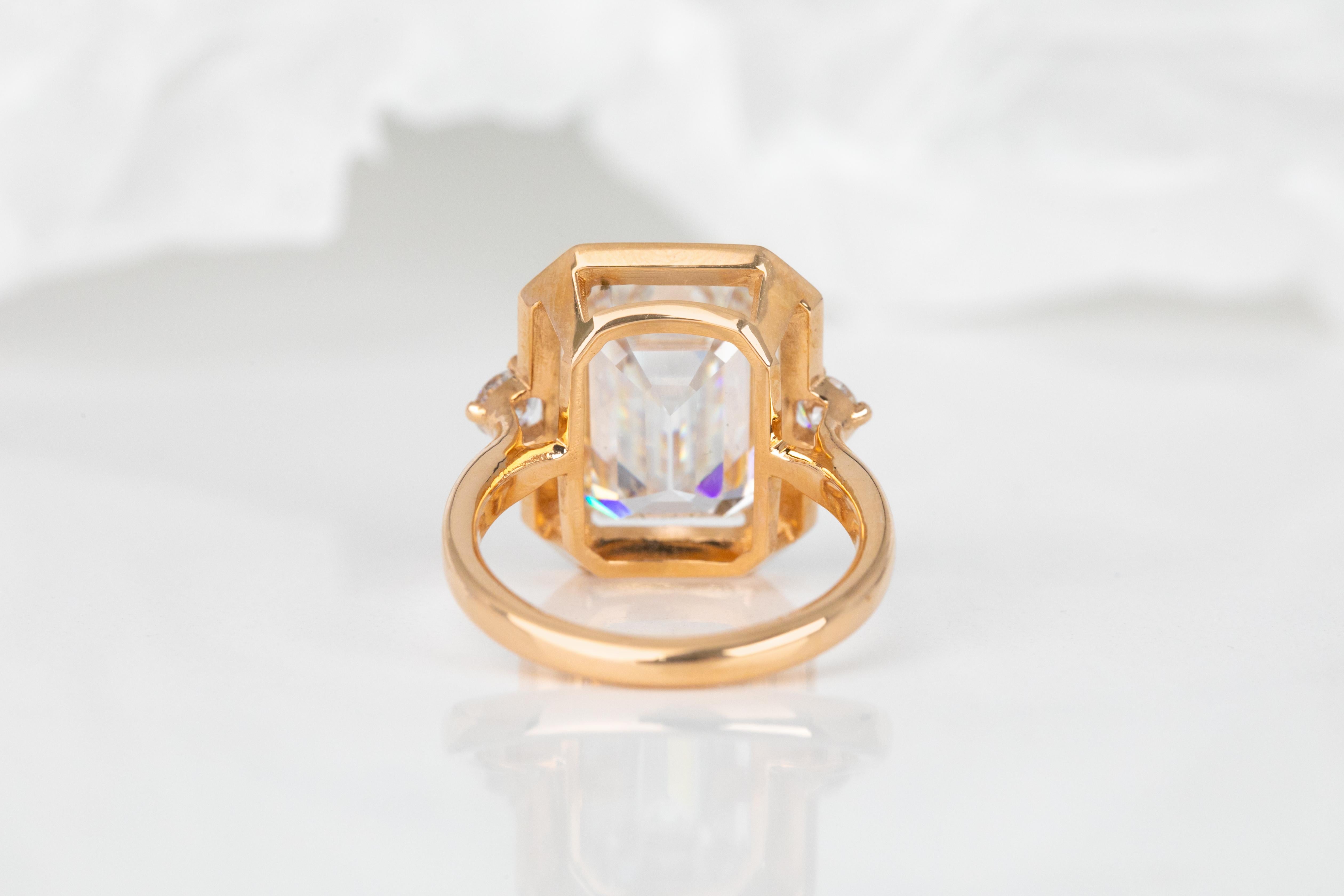 For Sale:  Art Deco Style 6-7.00 ct Moissanite Stone, 14K Solid Gold Ring 4