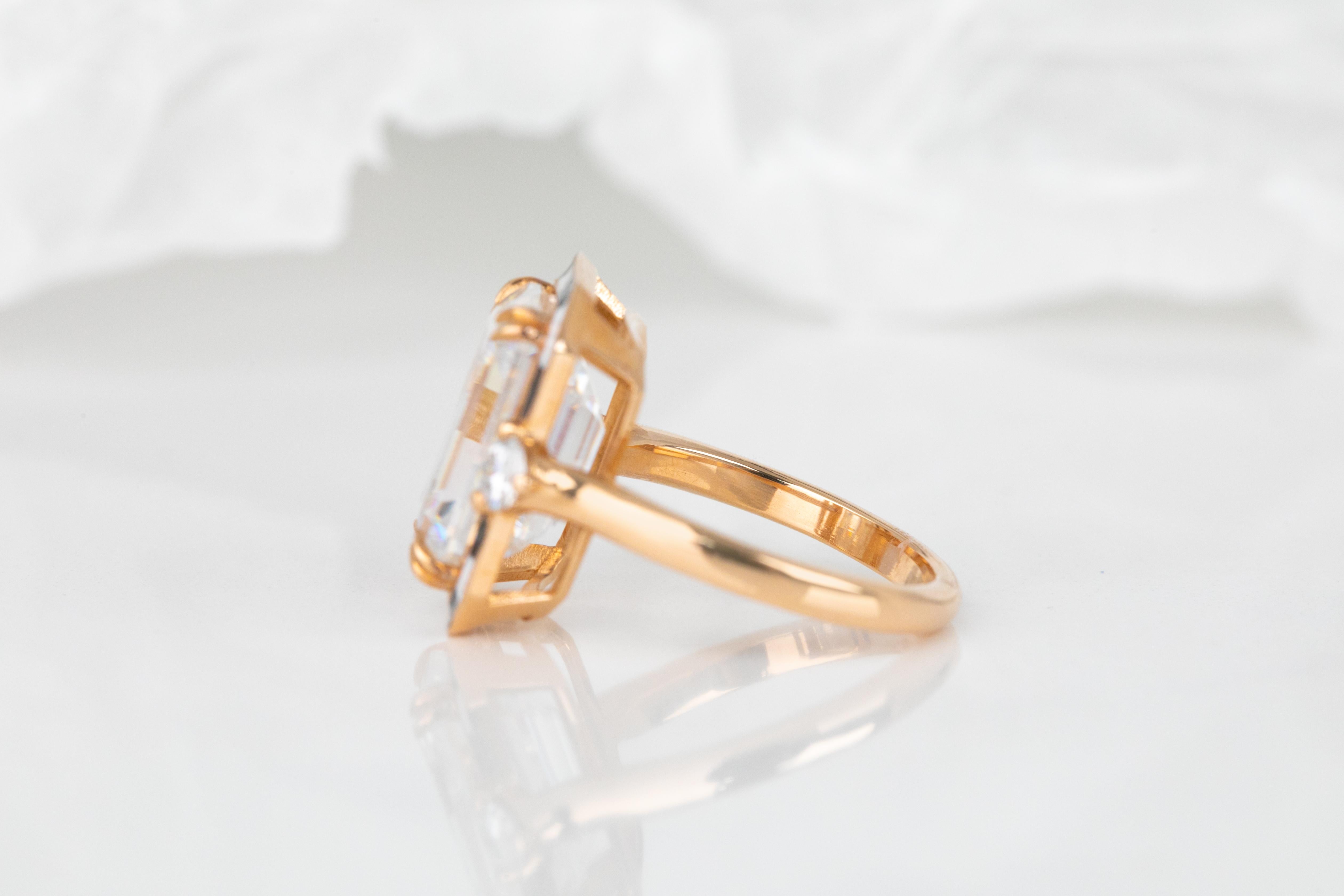 For Sale:  Art Deco Style 6-7.00 ct Moissanite Stone, 14K Solid Gold Ring 5