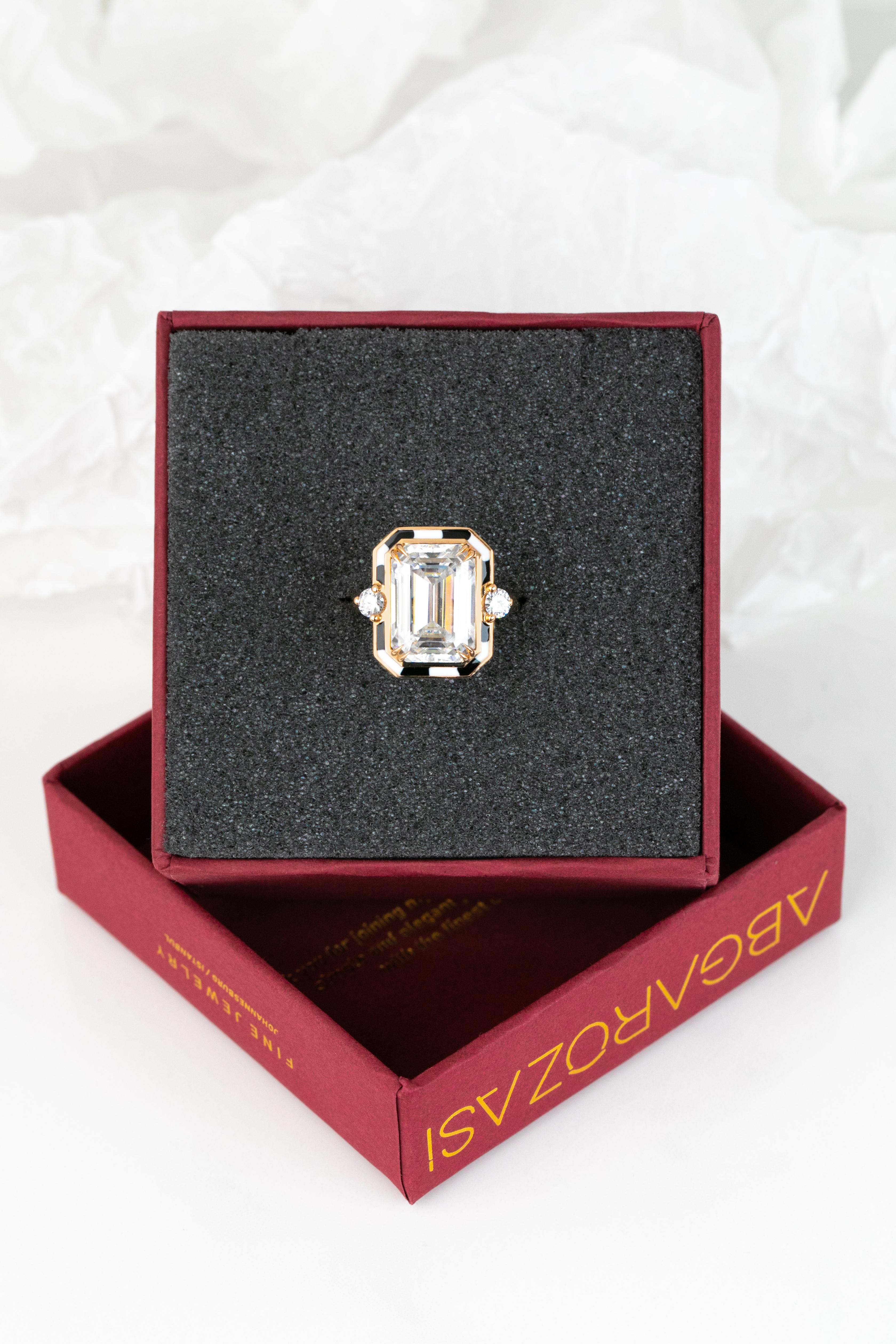 For Sale:  Art Deco Style 6-7.00 ct Moissanite Stone, 14K Solid Gold Ring 6